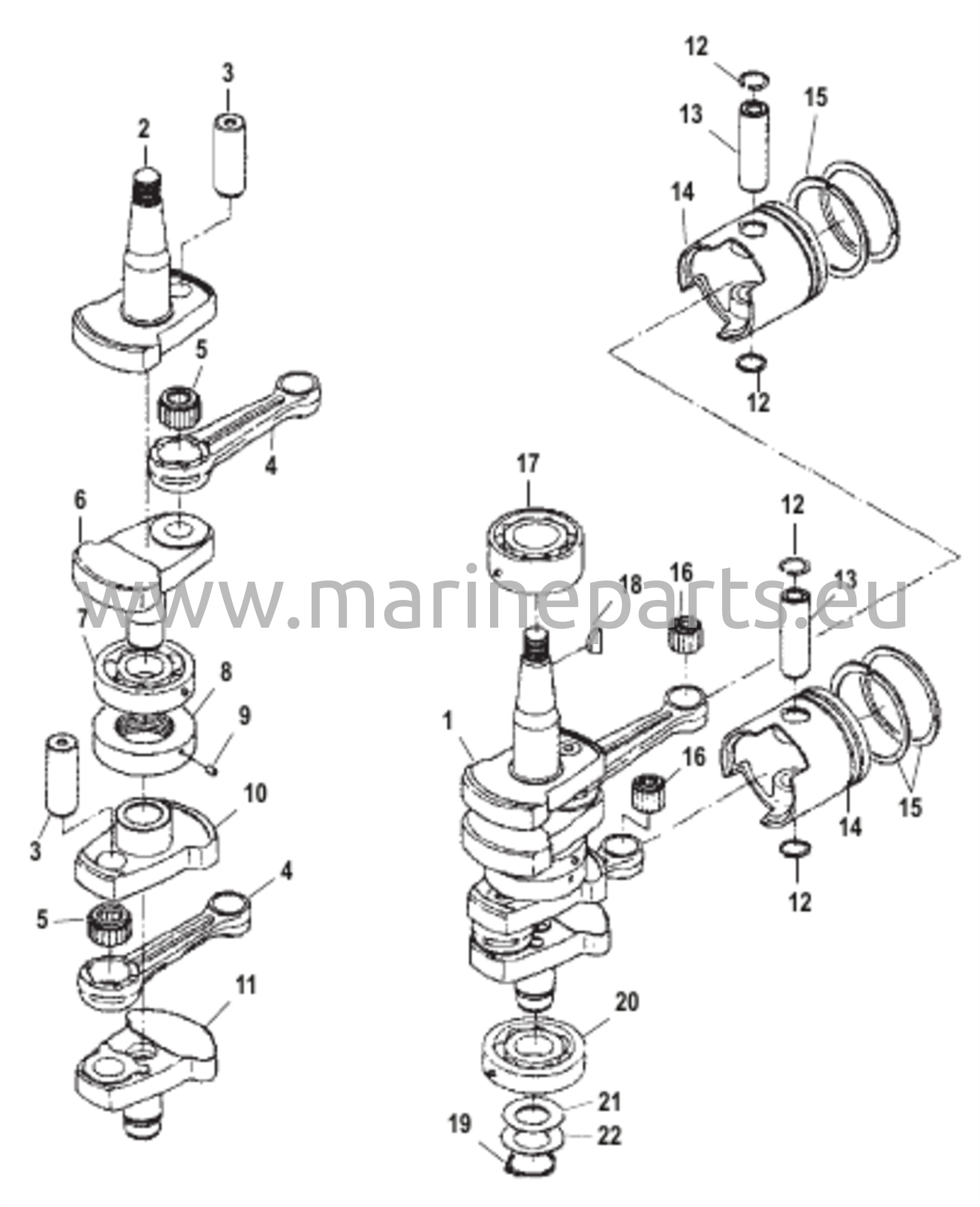 Kampiakseli, männät ja yhdysvarret