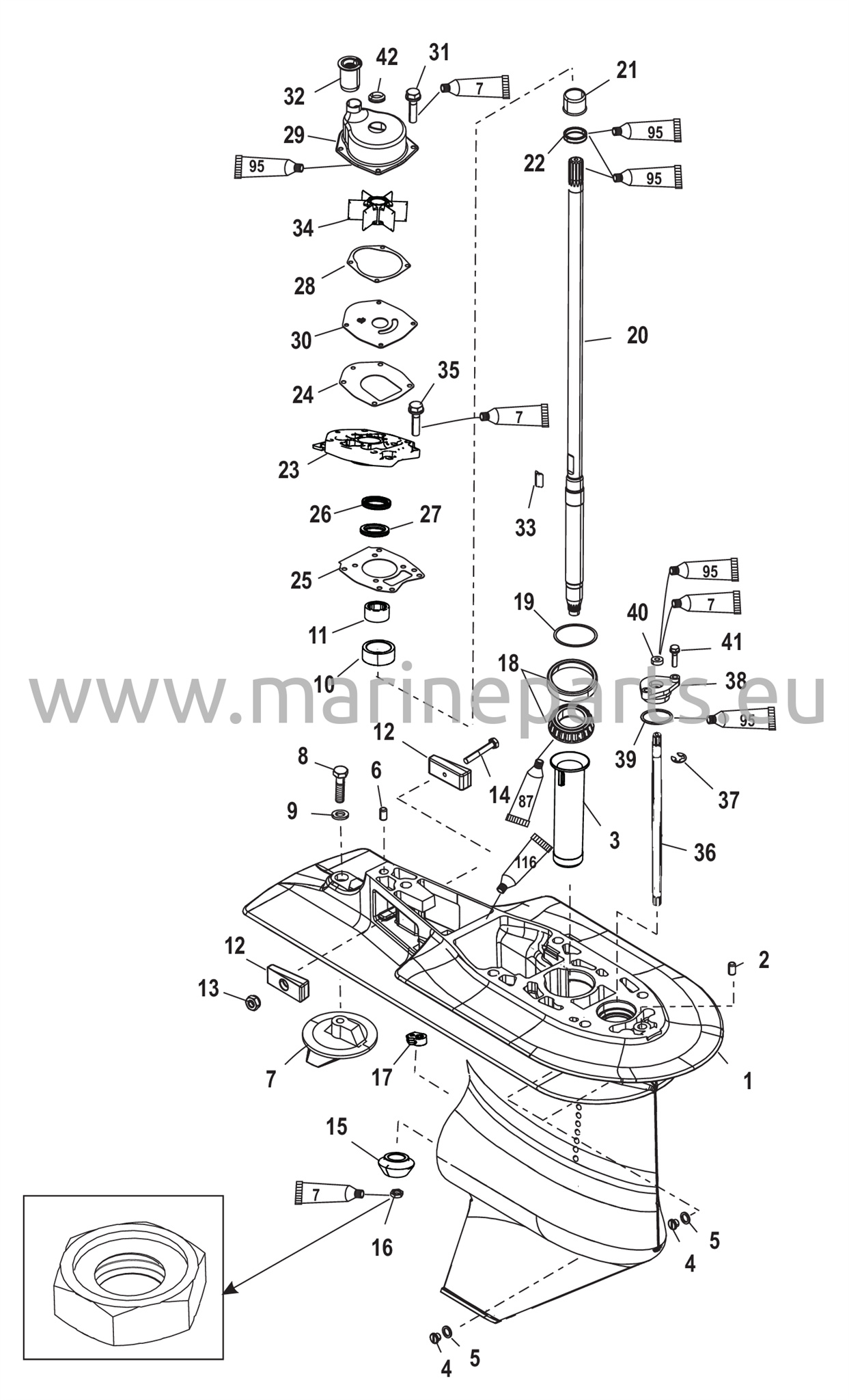 Vaihteiston kotelo Vetosuhde 2,31:1 USA 0T627235/BEL 0P215669 ja uudemmat