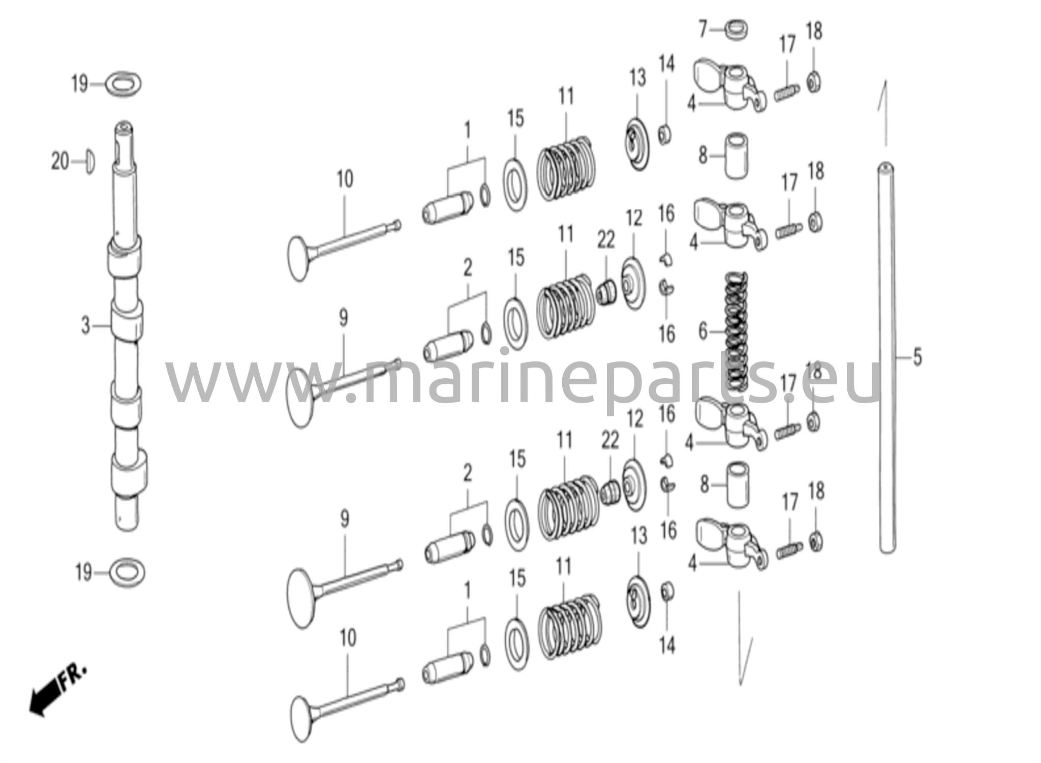 Kamaxel/ventilmekanism