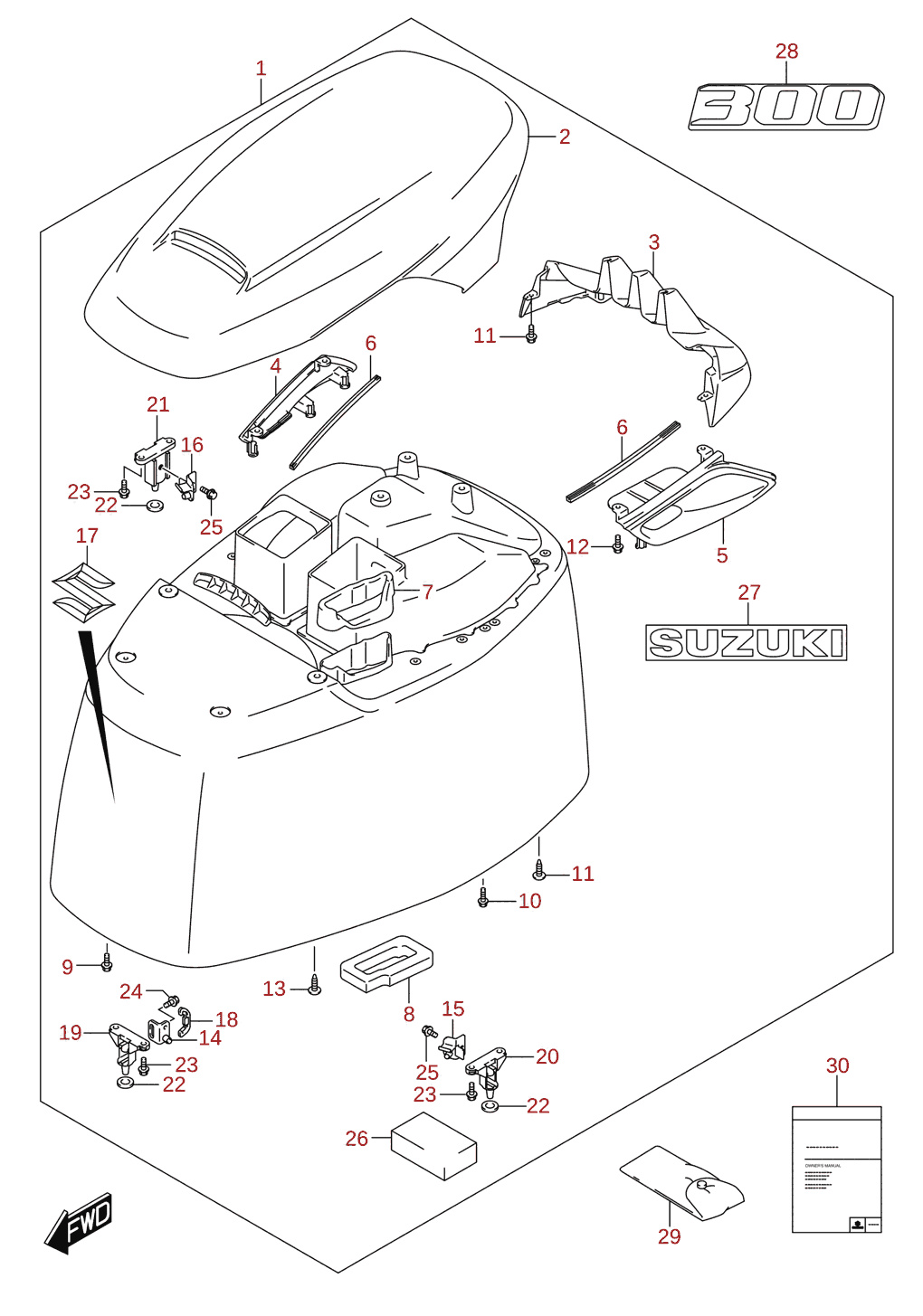 Motorhaube (DF300A) 1/2