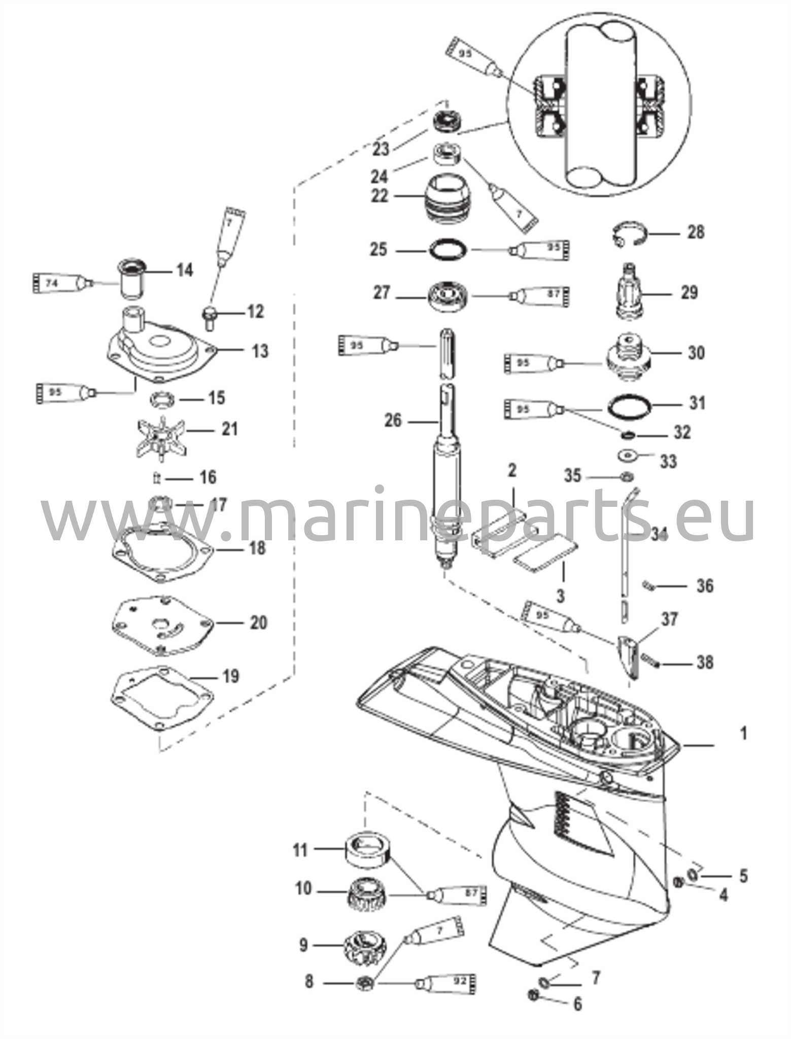 Gear Housing (Driveshaft-Short-2:1 Gear Ratio) 