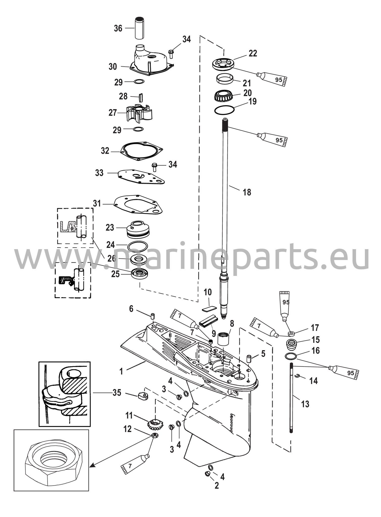 Vaihteiston kotelo voimansiirtoakselille - 1,83:1 vaihdekerroin