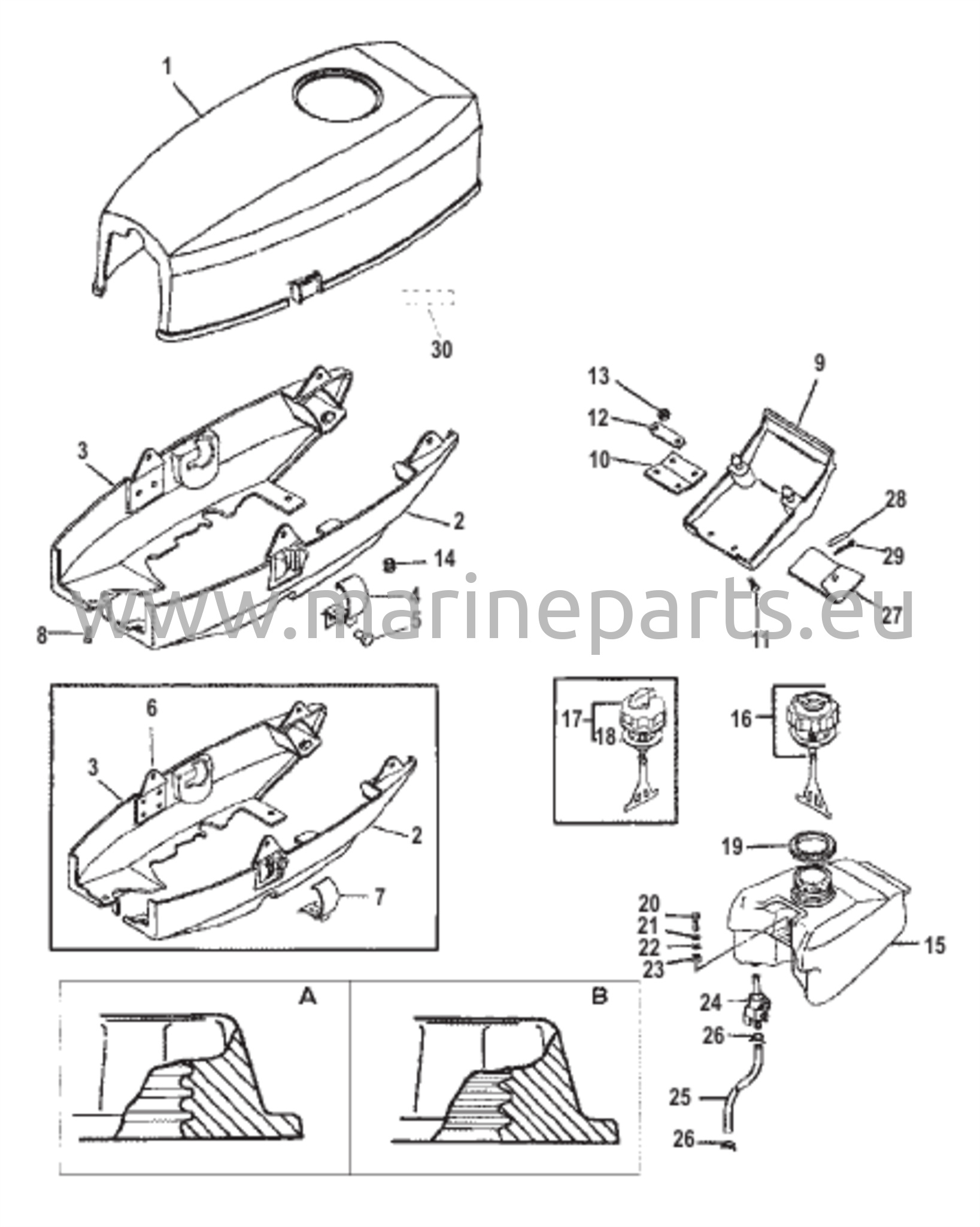 Kattoluukku ja polttoainesäiliö