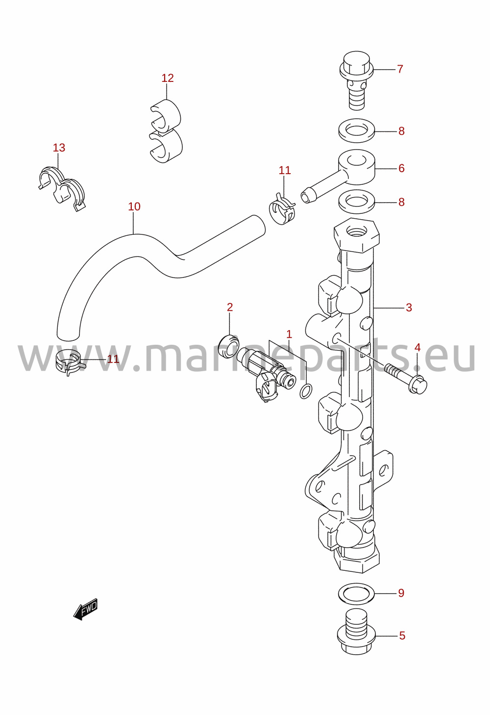 Fuel injector (DF40AST, DF60AQH, DF60AT, DF60ATH, DF60AWQH, DF60AWT, DF60AWTH)