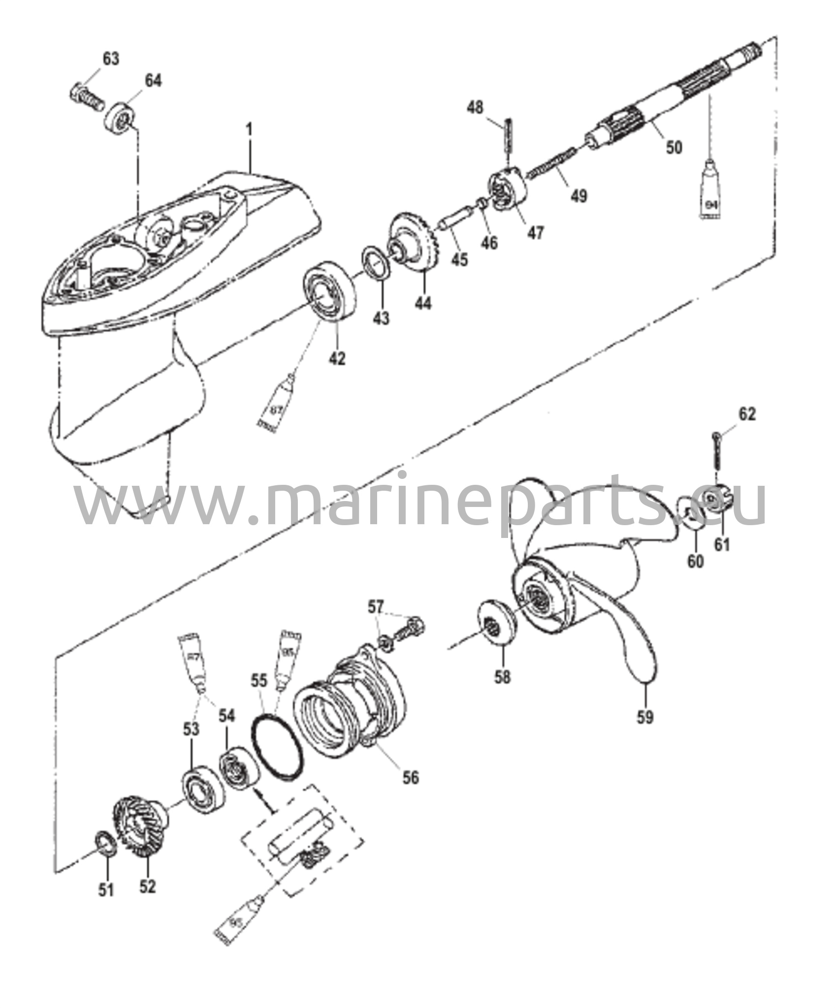 Vaihteiston kotelo potkurin akselille