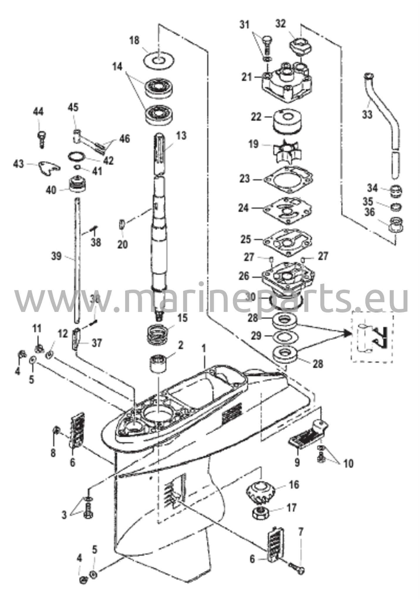 Vaihteiston kotelo voimansiirtoakselille, sarjanumero 0N116271 ja siitä eteenpäin