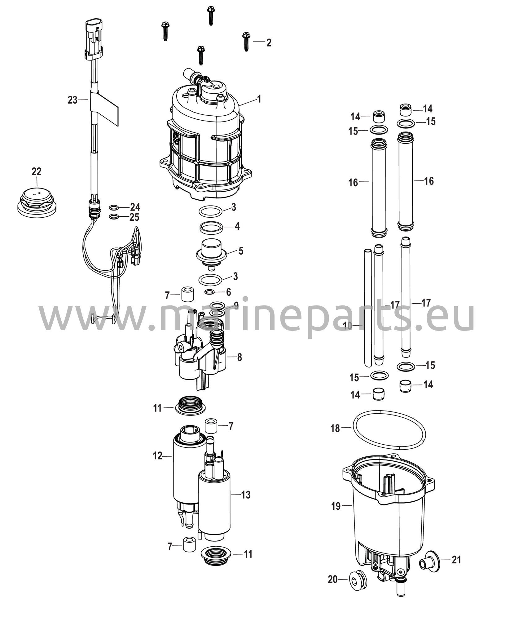 Polttoaineen syöttömoduulin osat