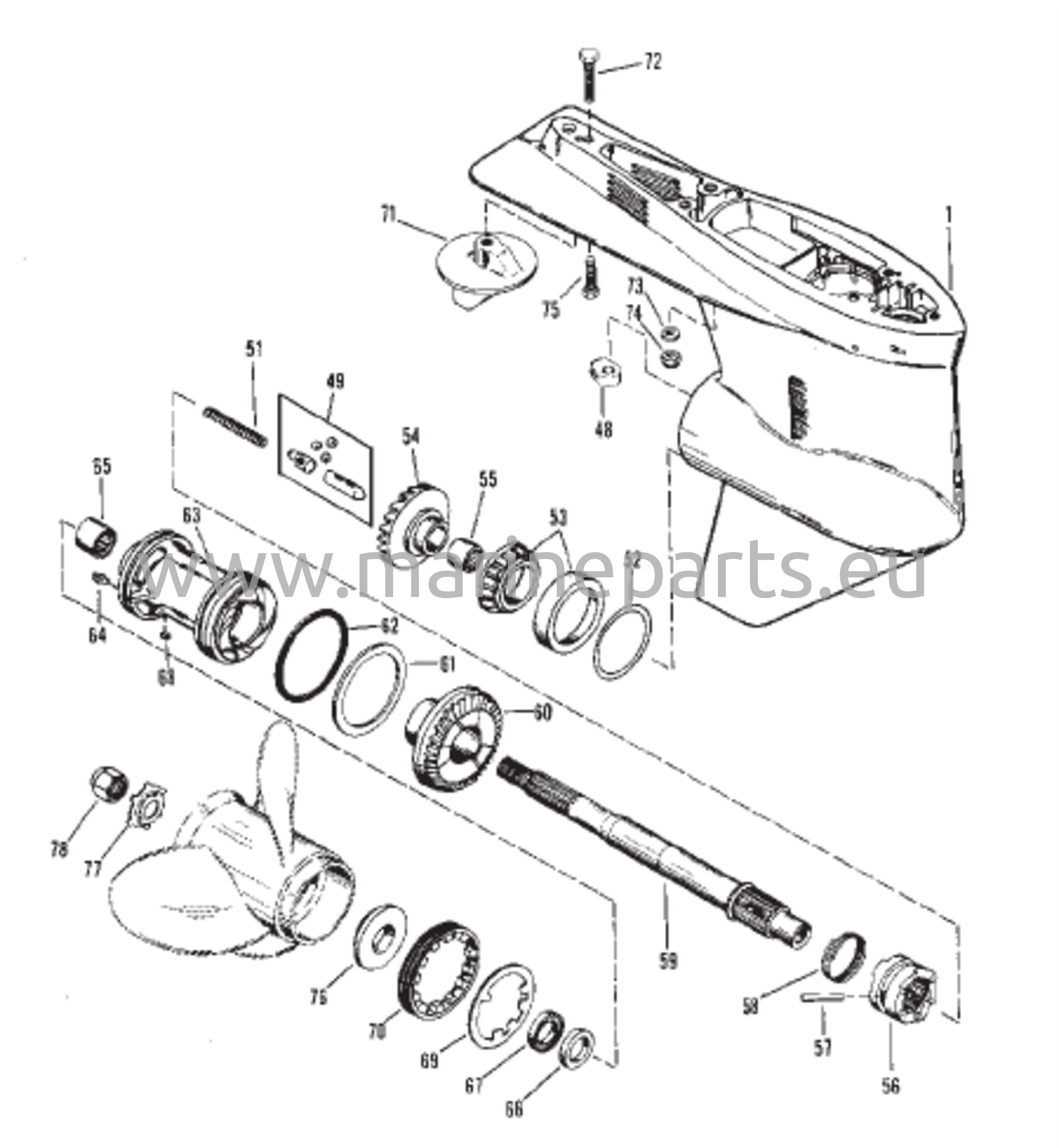 Vaihteiston kotelo (potkurin akseli)