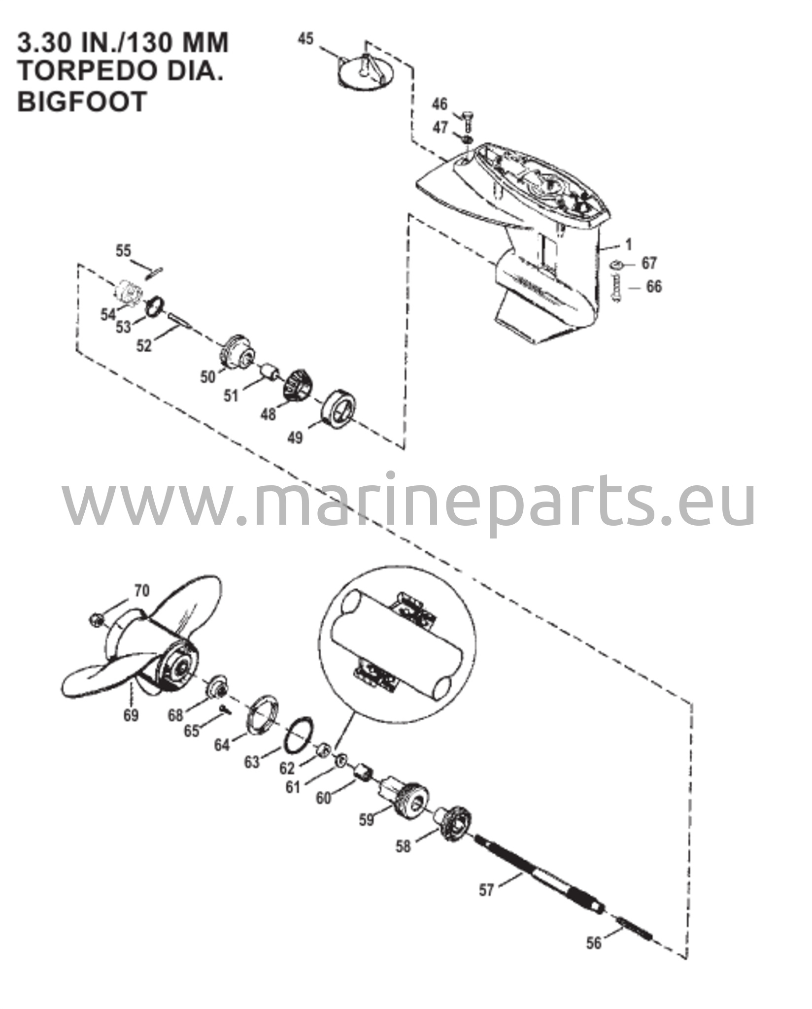 Vaihteiston kotelo potkurin akselille - 2,42:1 vaihdekerroin