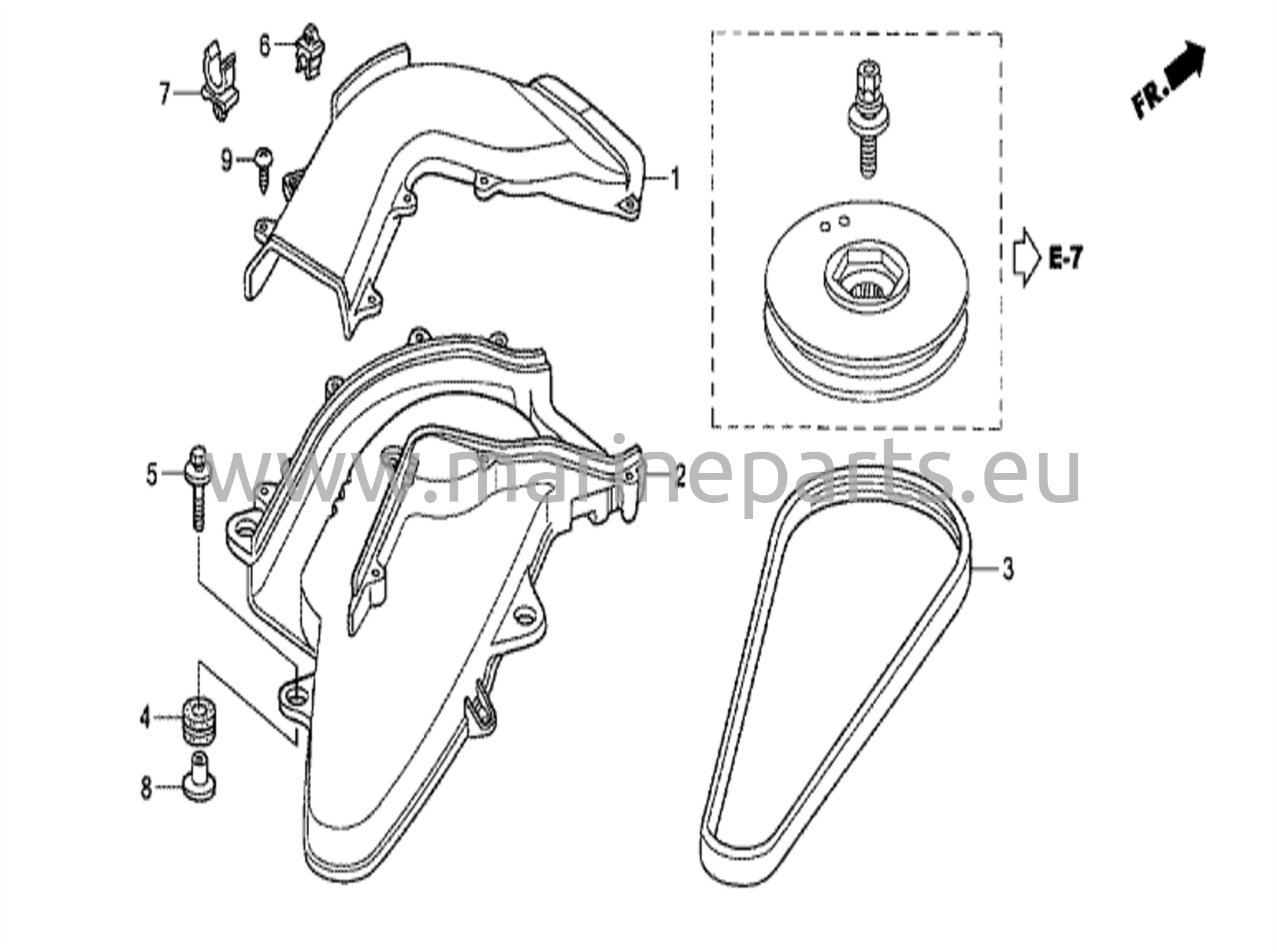 Laturin hihna ja äänenvaimenninputki