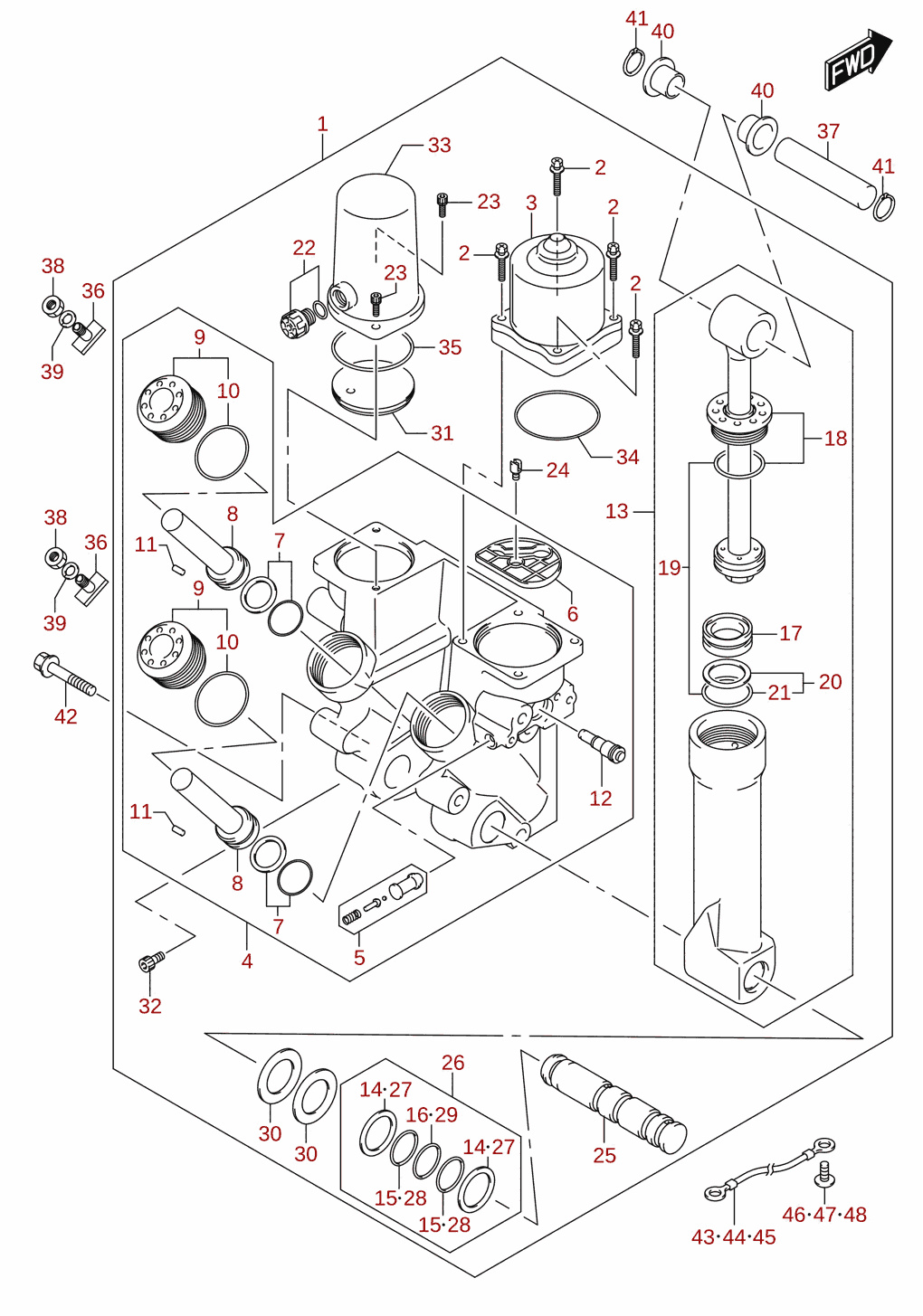 Trim cylinder (DF300B, DF325A, DF350A)