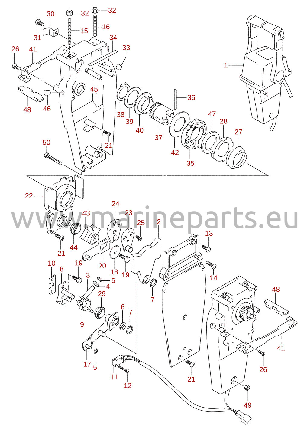 Commande à distance, double (2) (DF150T, DF150Z, DF175T, DF175Z) (en option)