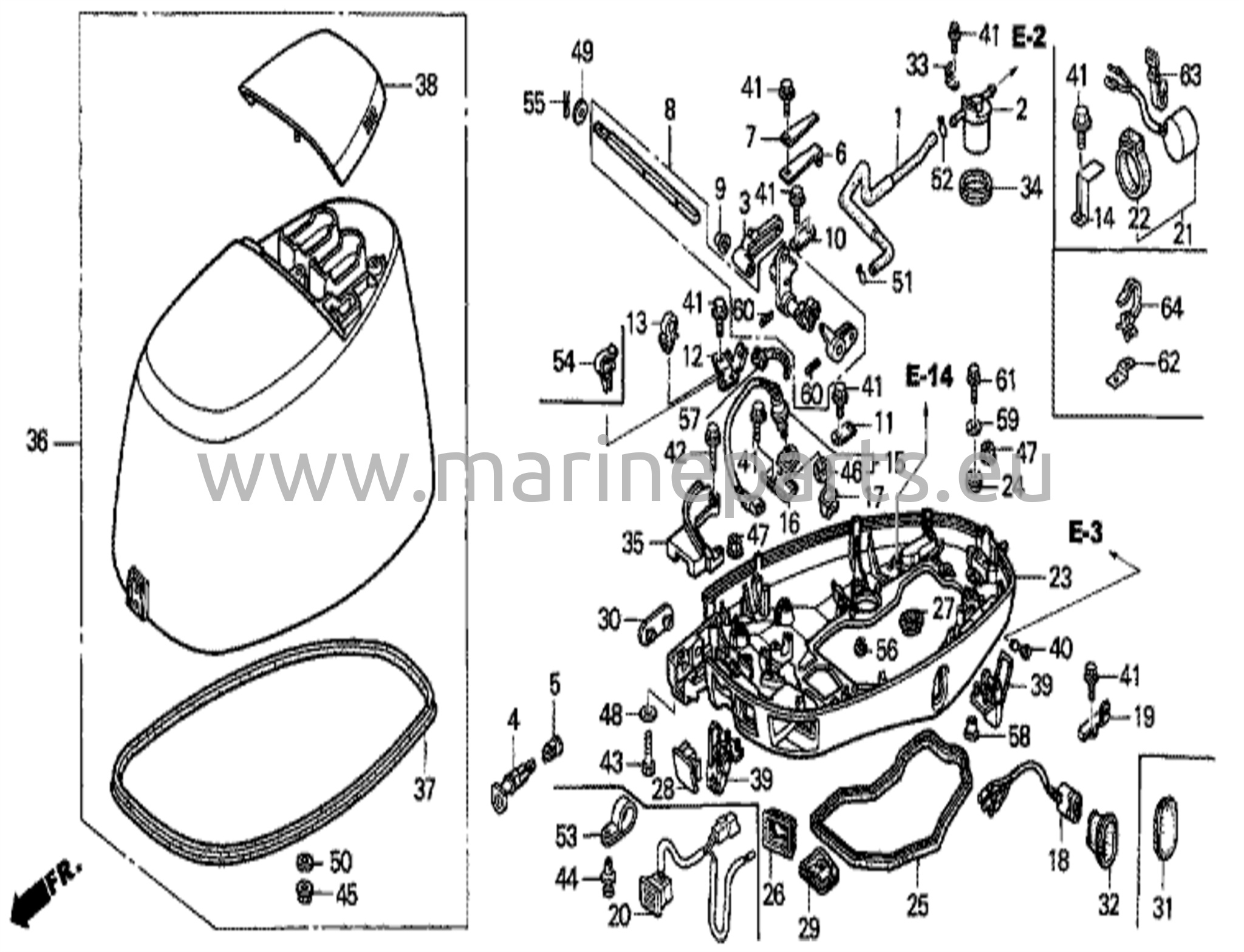 Moottorin suojus ja alakotelo