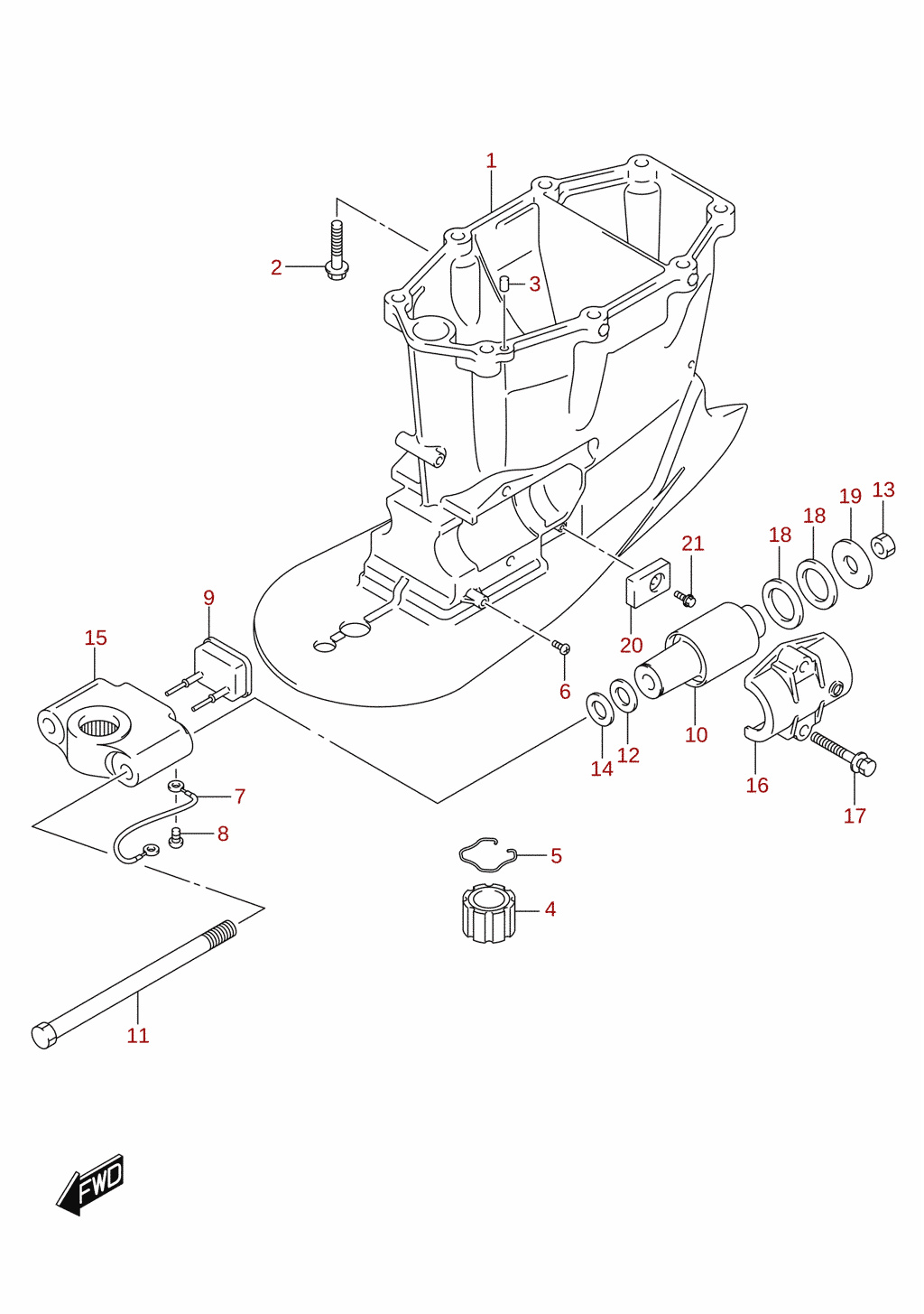 Drivaxelhus (X-transom) (DF250ST)