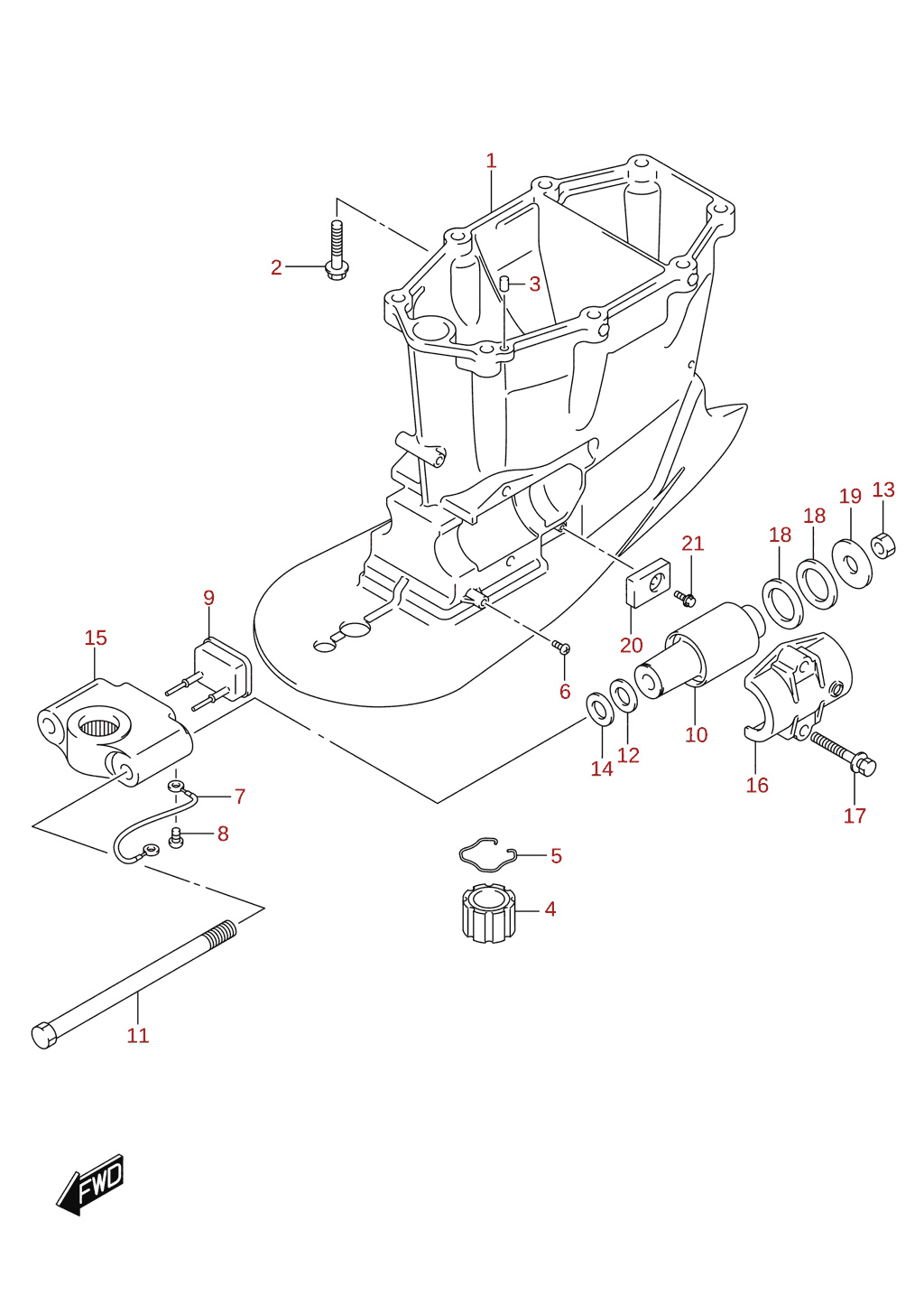 Drive shaft housing (X-transom) (DF250ST)