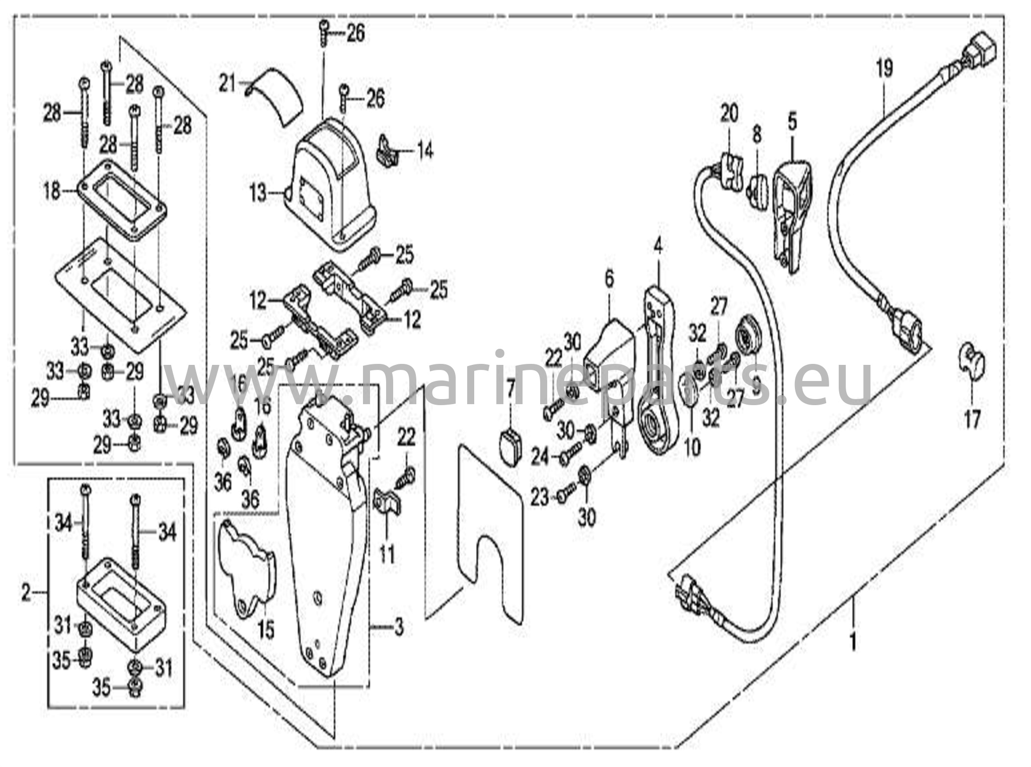 Fjärrkontroll (övermonterad enkeltyp) (vänster)