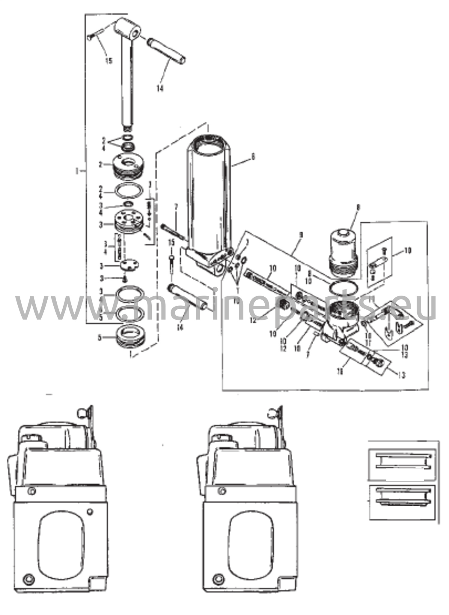 Manuaalisen kallistuksen osat (pitkä akseli) (0C159200 ja siitä eteenpäin)