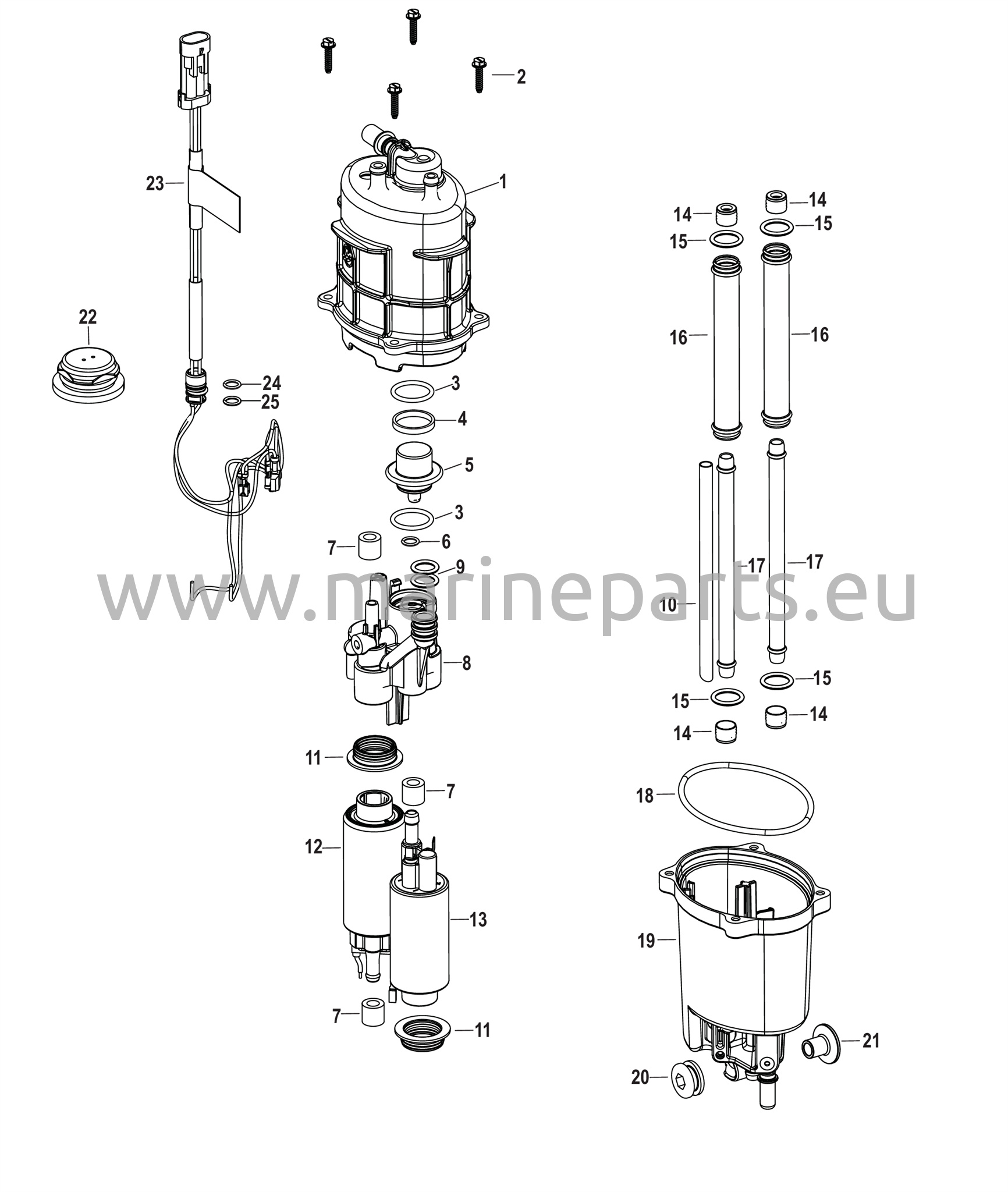 Polttoaineen syöttömoduulin osat