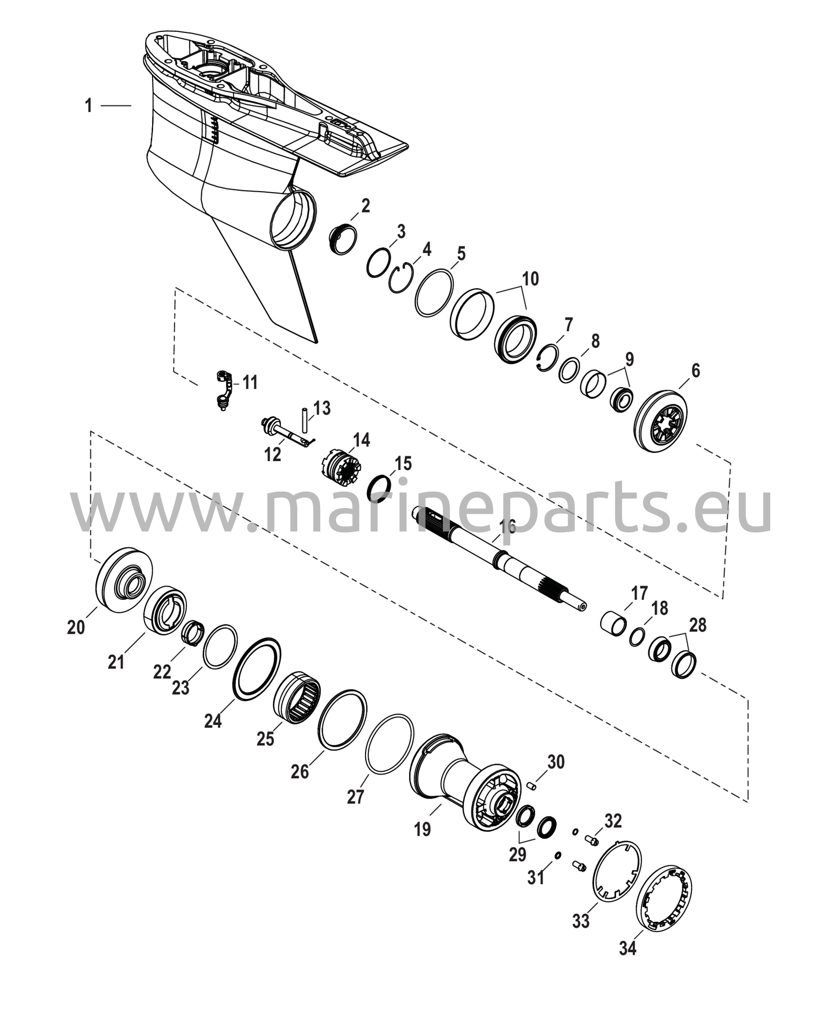 Vaihteiston kotelo voimansiirtoakselille - vastapäivään pyörivä, 4.80 Torpedo