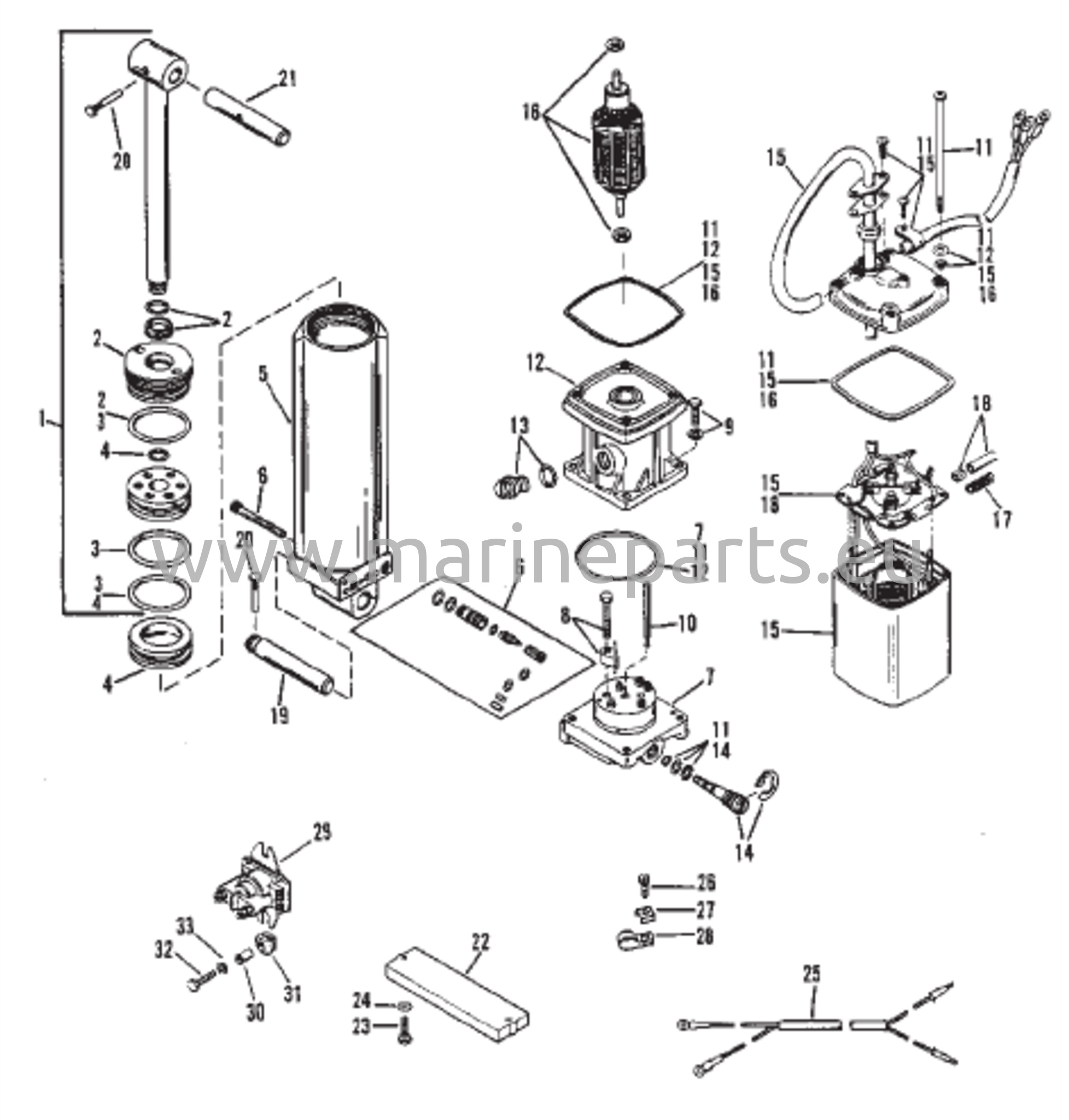 Tehohydraulisen trimmin osat (yksittäinen sylinteri)