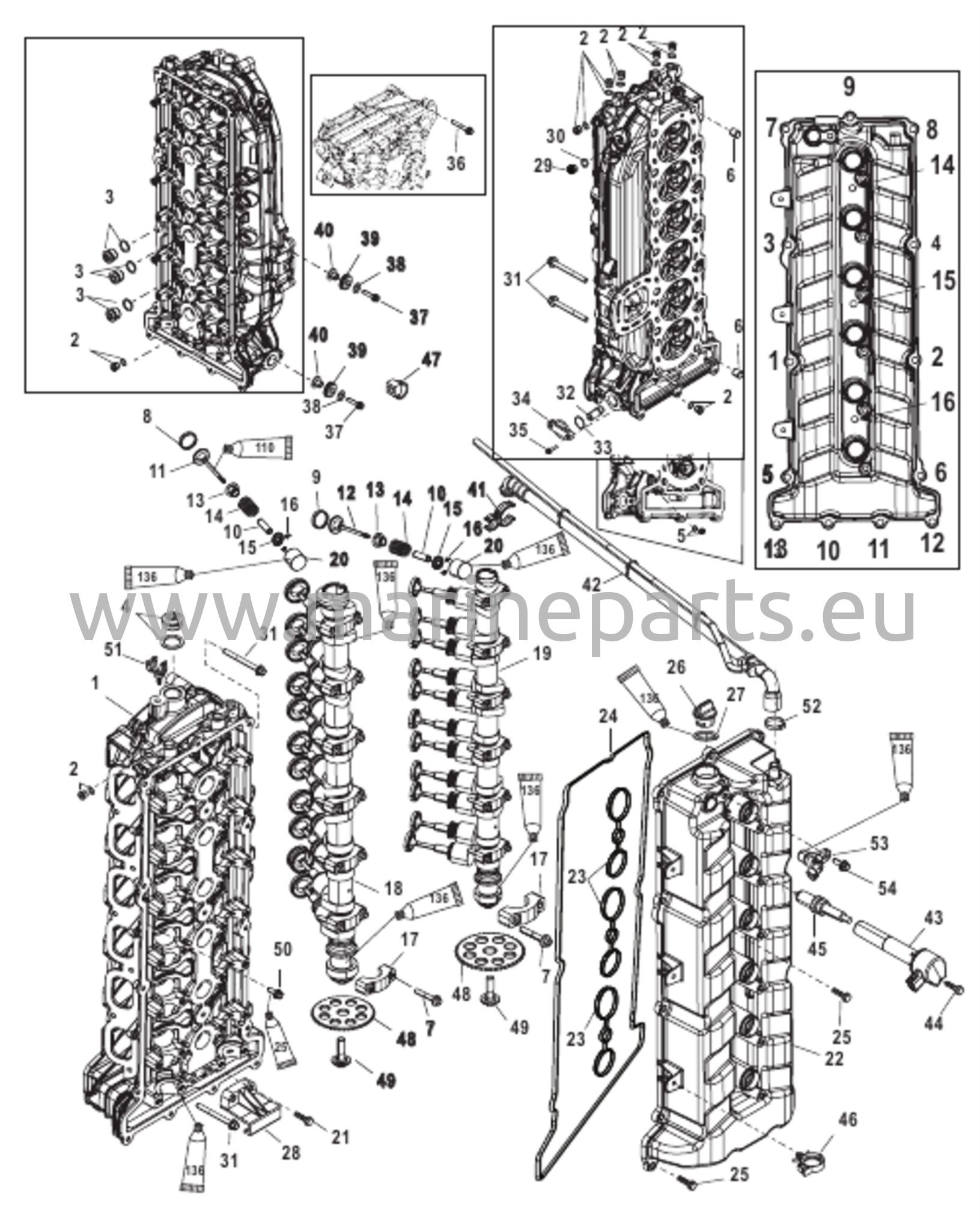 Cylinderhuvud och kamaxel