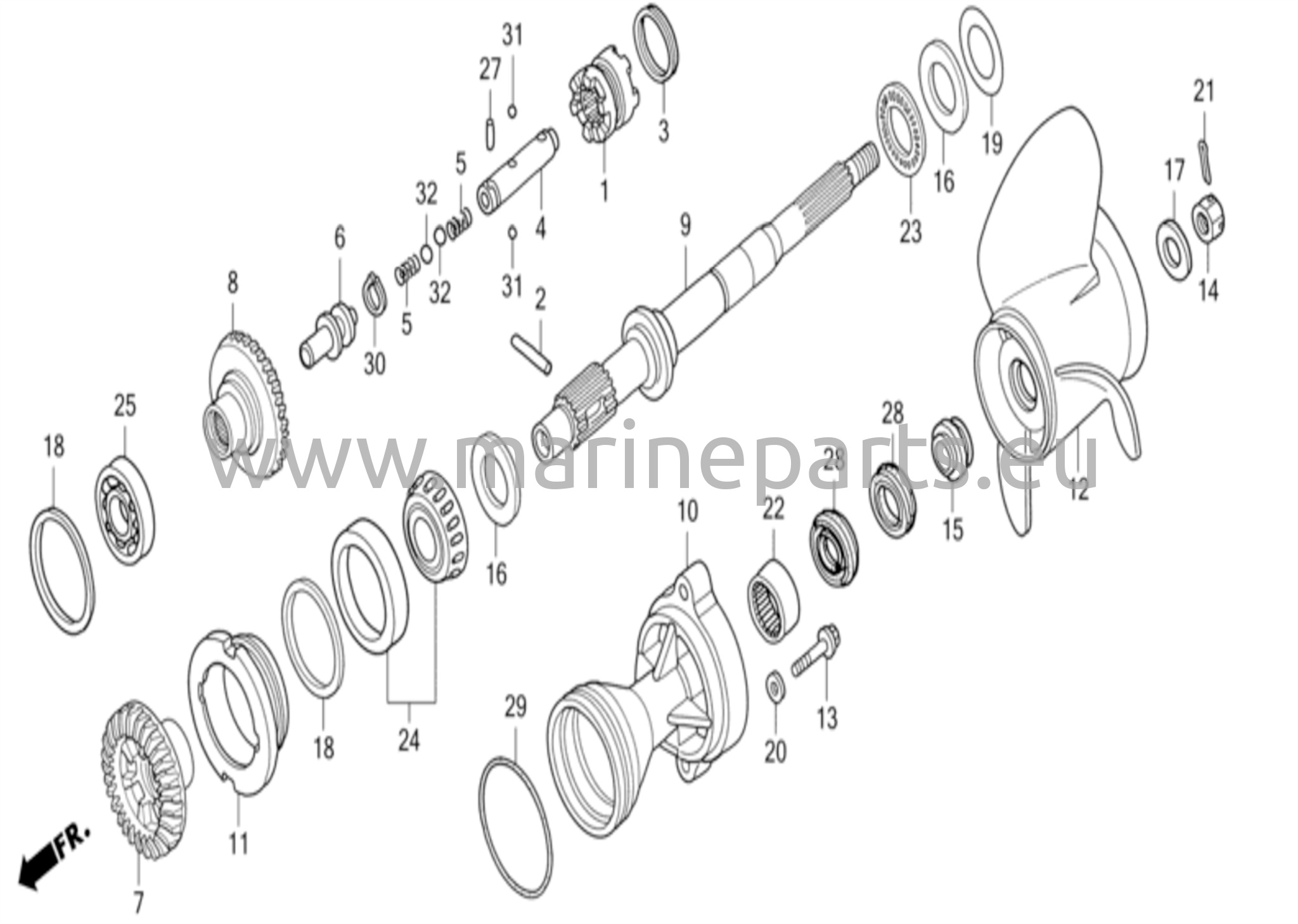 Propelleraxel/proppeller (motrotation)