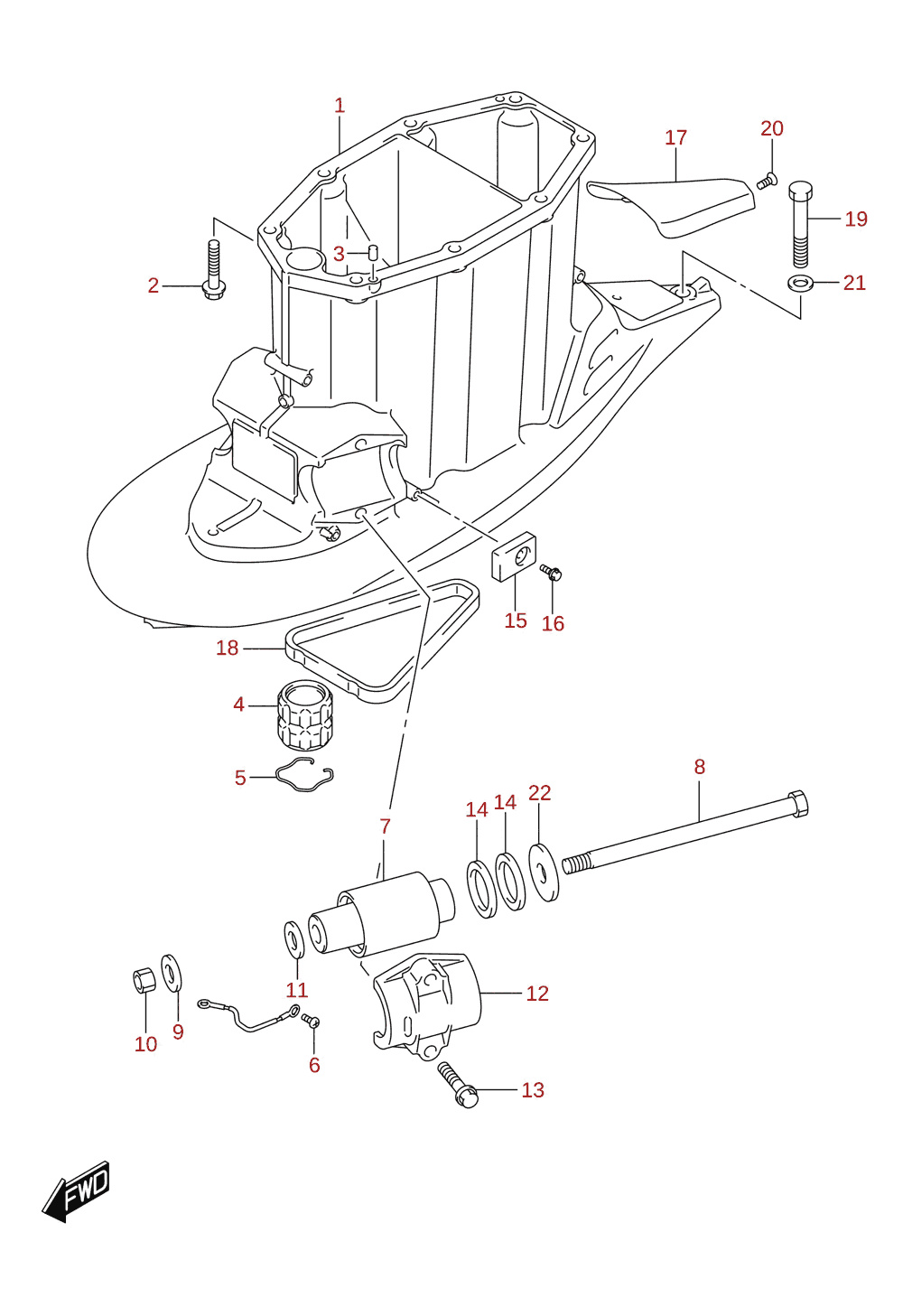 Drivakselhus (L-transom) (DF300BMD, DF350AMD)