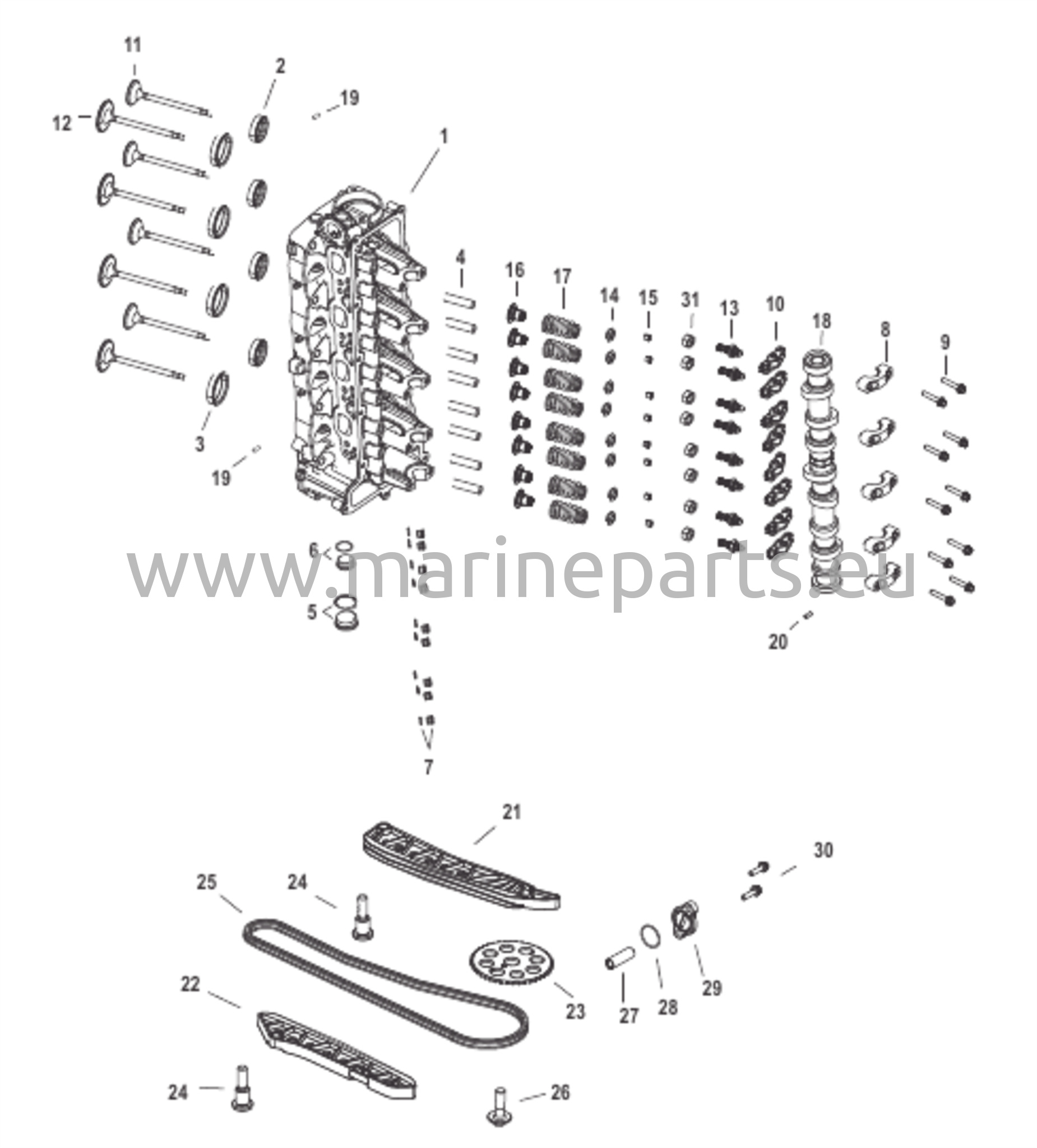 Topplock och kamaxel