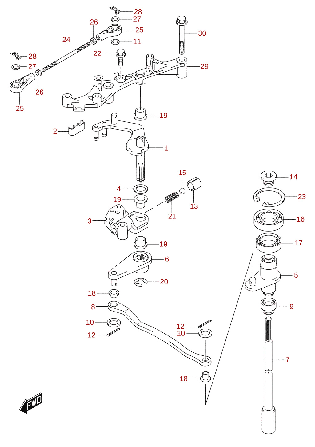 Rastavljeni prikazi za Suzuki DF150AP, DF175AP, DF200AP (E01) 2019 [DF200AP_E01_019]