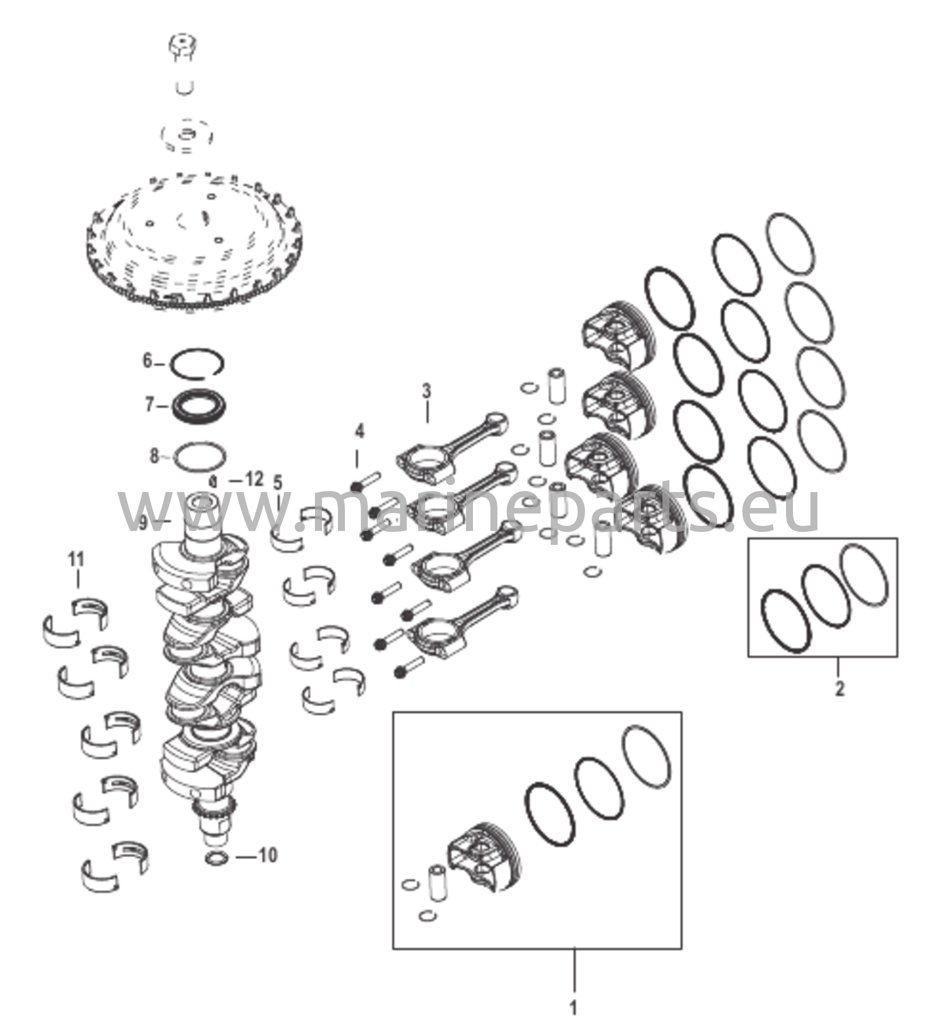 Vevaxel, Kolvar och Kolvstakar