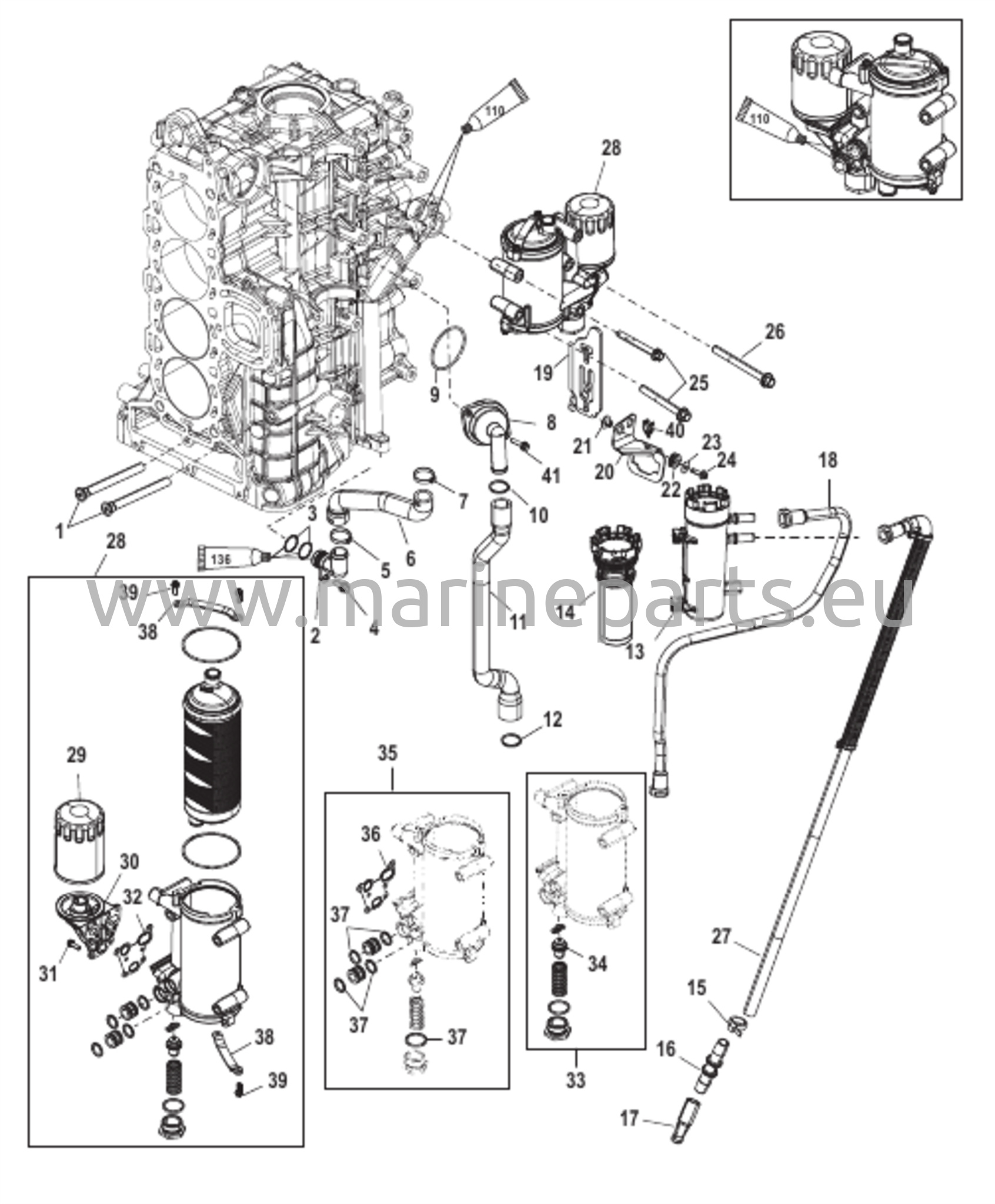 Starboardin sylinterilohko/öljynjäähdytin