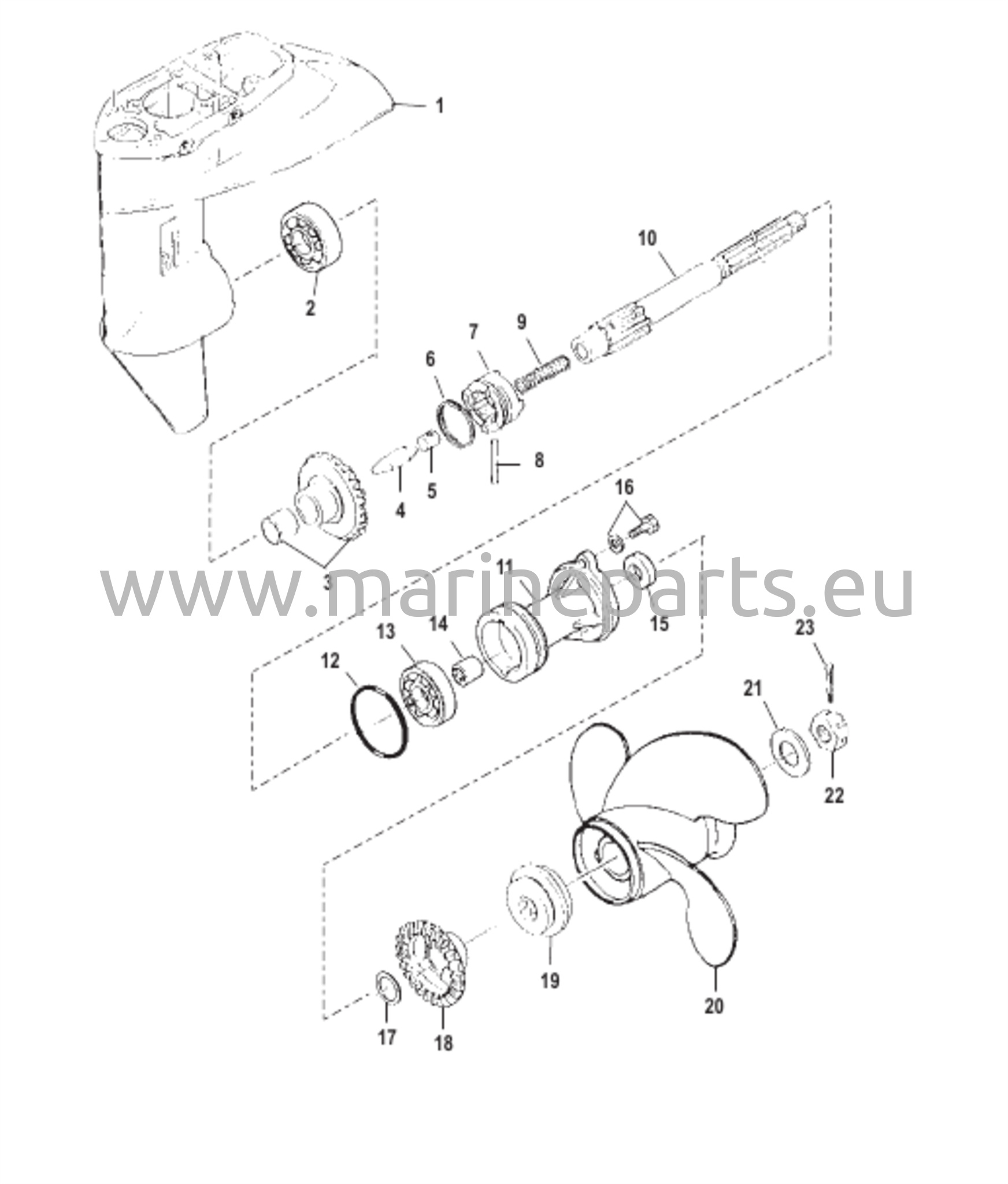 Hammasrattakorpus propellerivõlli jaoks