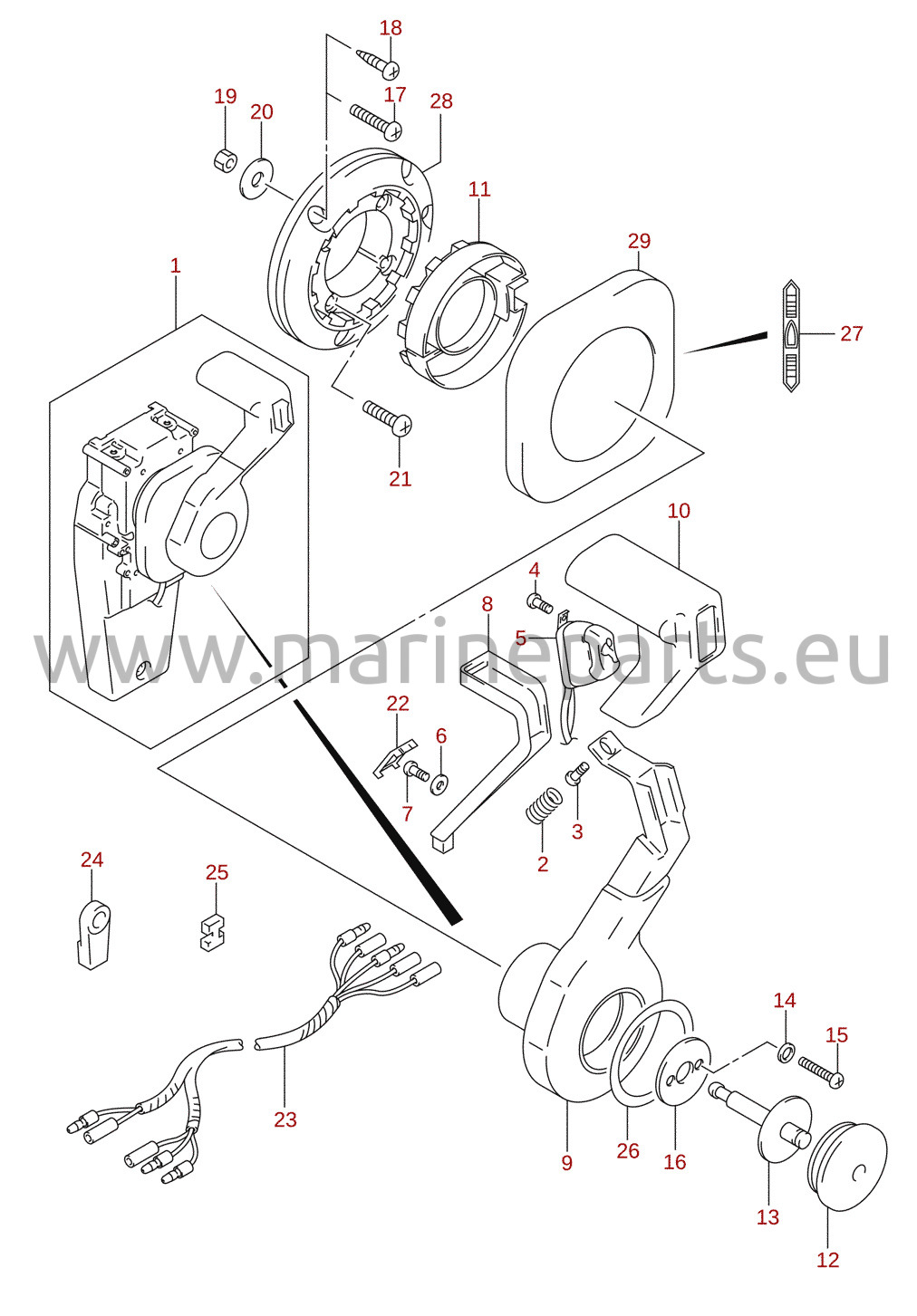 Verdeckte Fernschaltung (1) (DF150T, DF150Z, DF175T, DF175Z) (optional)
