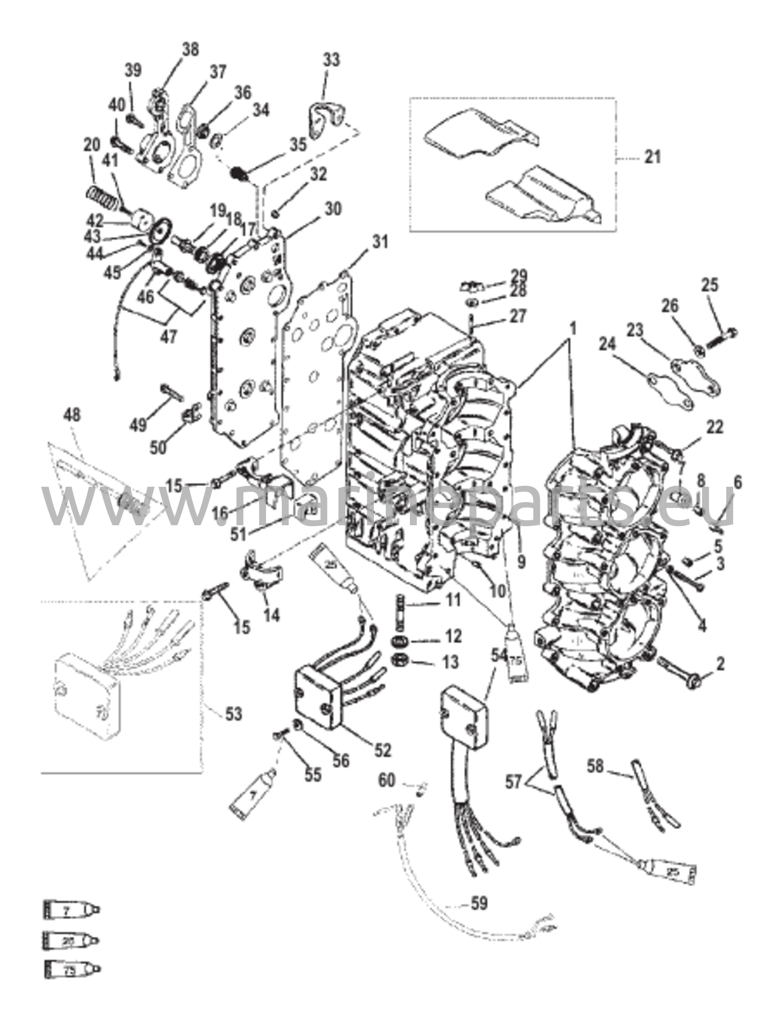 Sylinterilohko (USA S/N 0G127500 / BEL-9836633 ja siitä eteenpäin)
