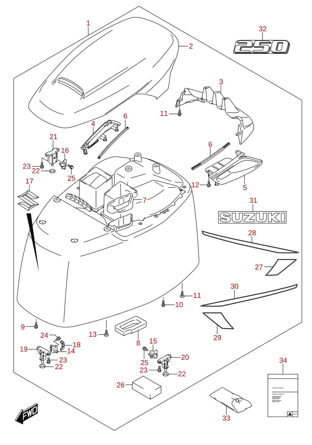 Capot moteur (2025) (DF250ATSS)