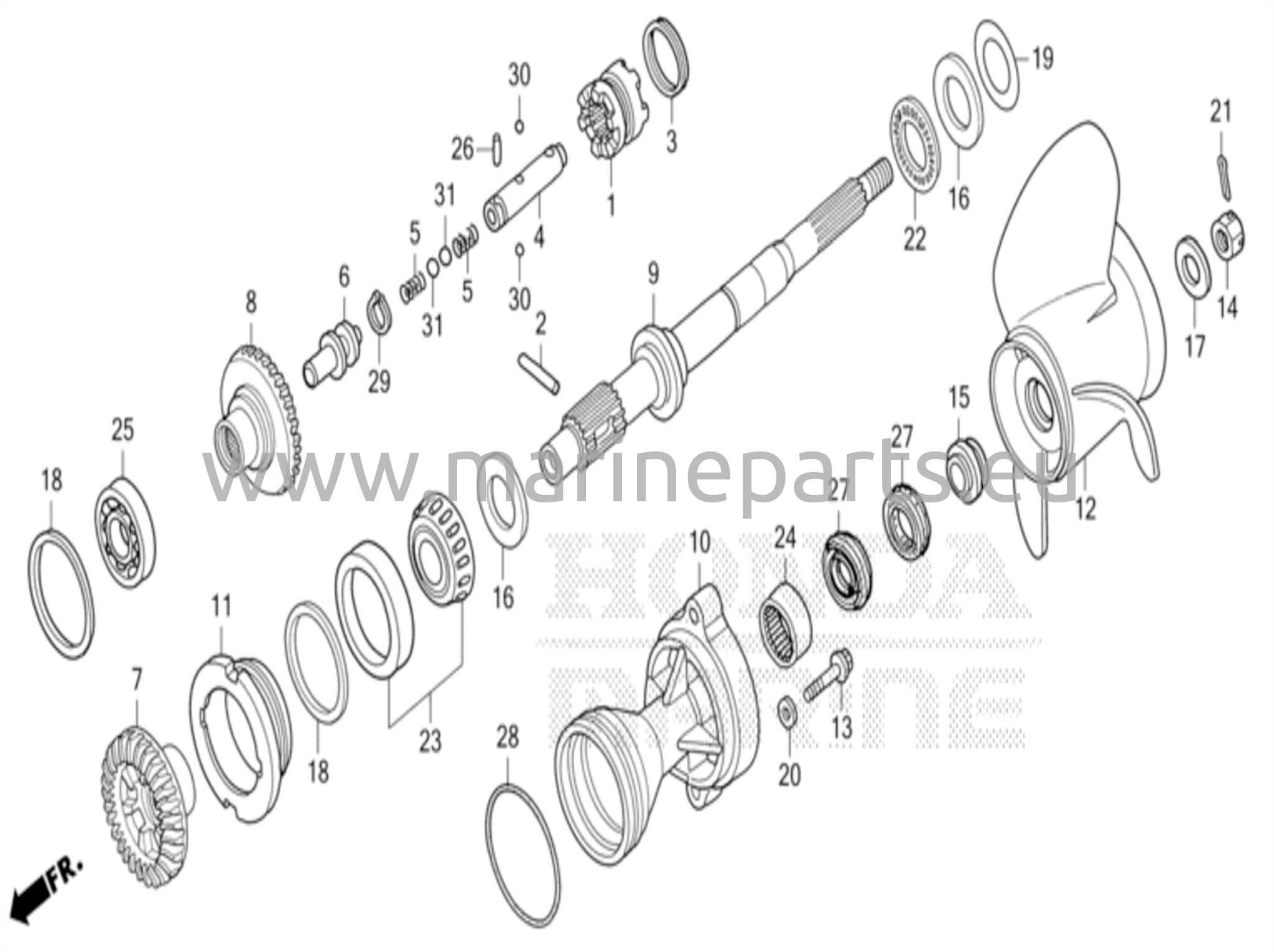 Potkuriakseli/potkuri (vastakierto)