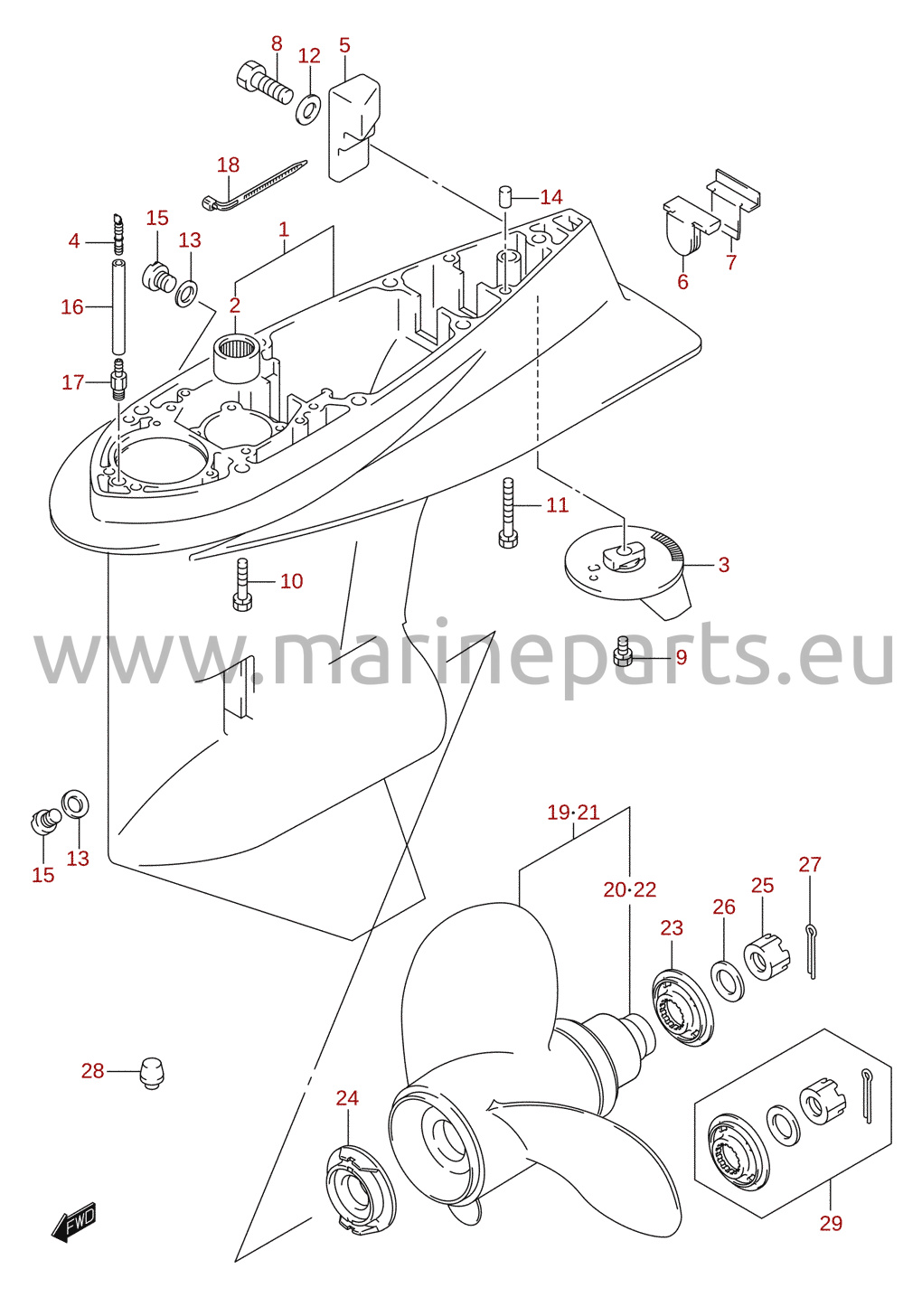 Gear case (DF115AZ, DF140AZ)