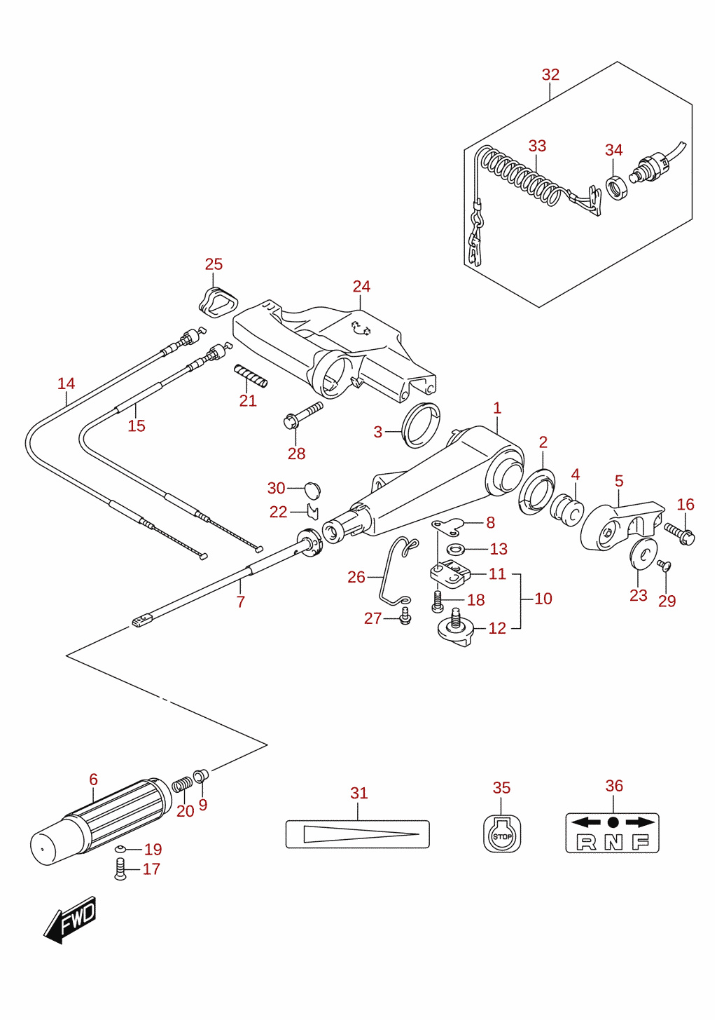 Tiller handle (DF15A, DF15ATH, DF20A, DF20ATH, DF9.9B)