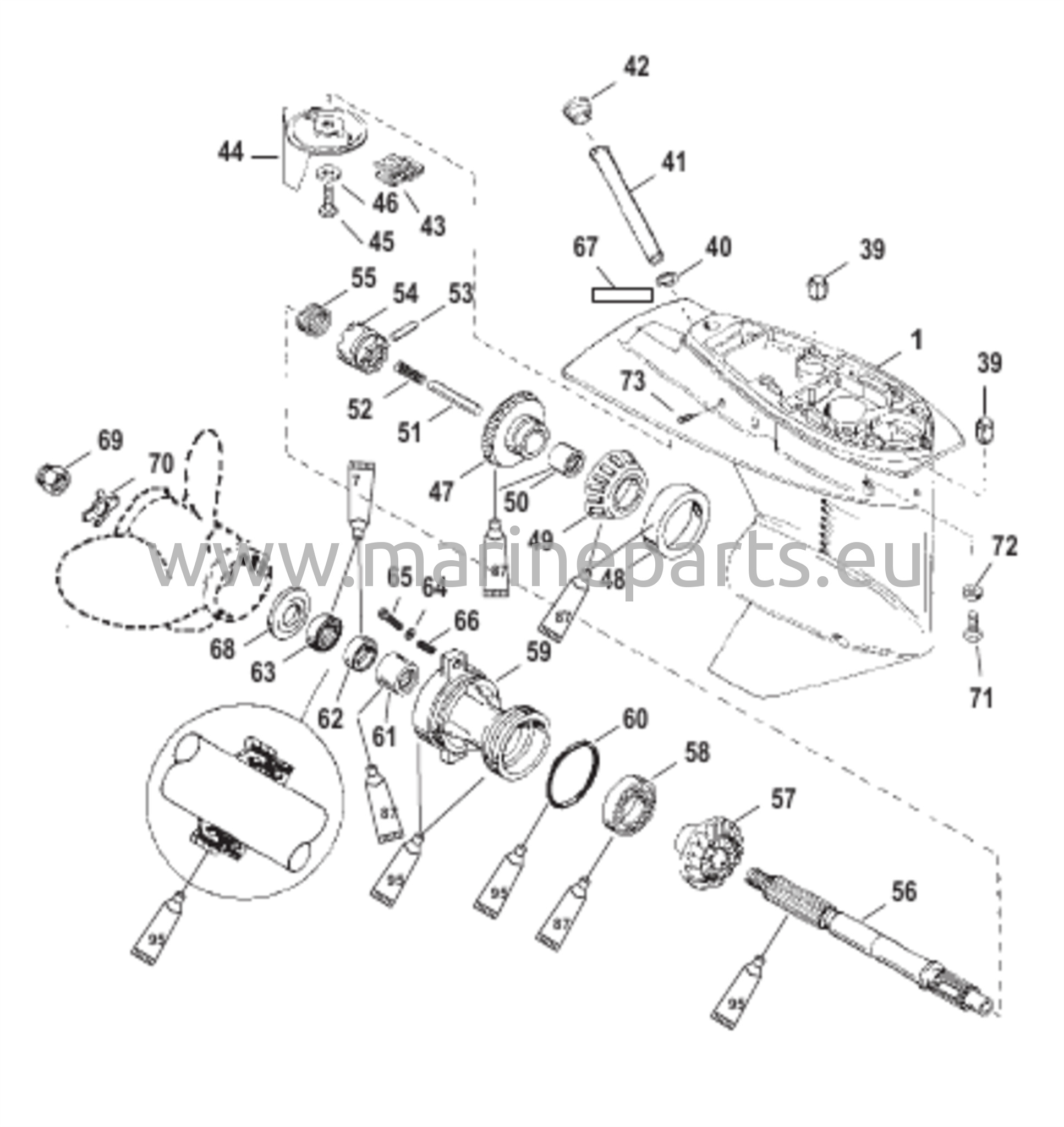 Vaihteiston kotelo potkurin akselille - 1,83:1 vaihde-suhde - Ei Bigfoot-malli