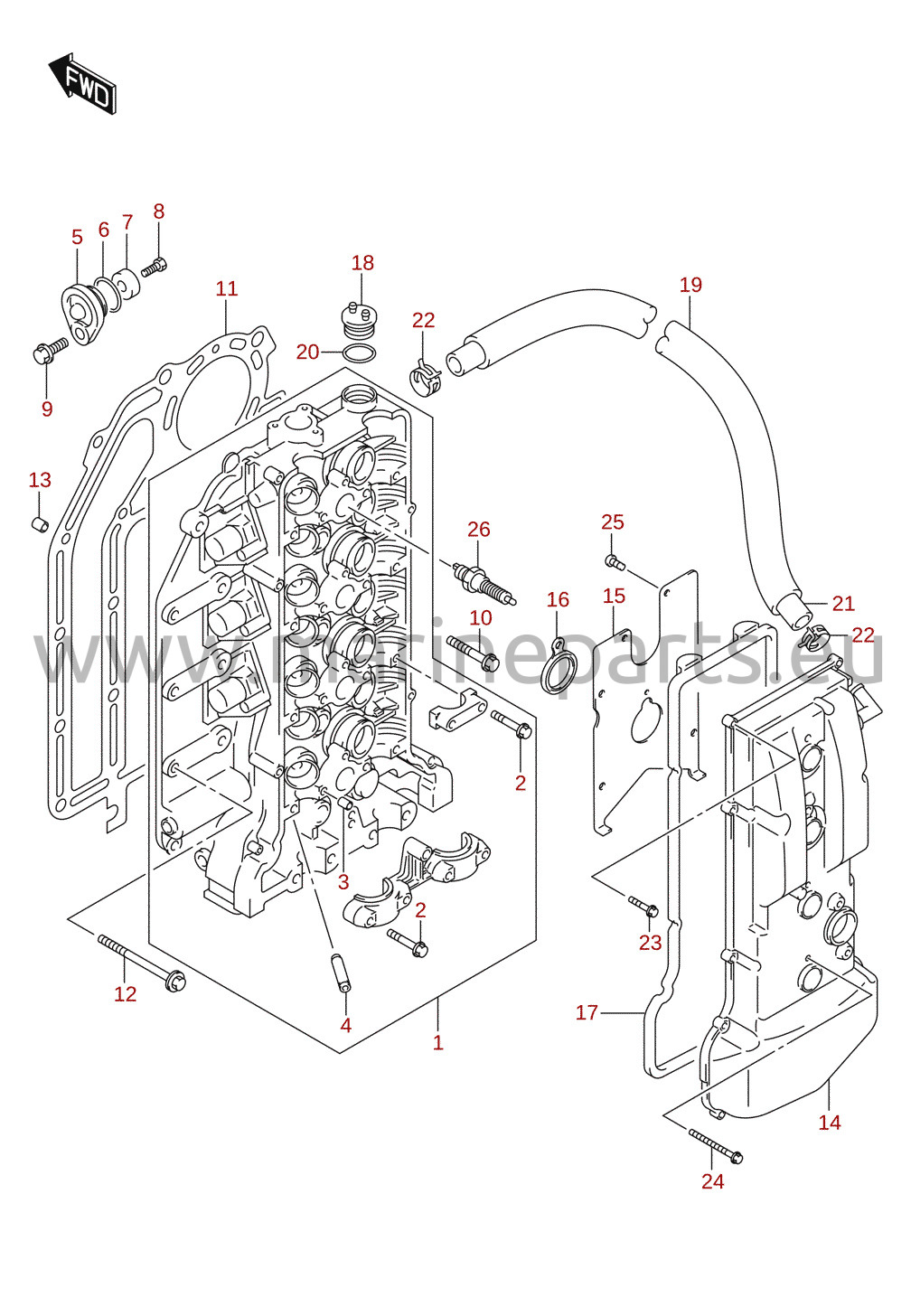 Plahvatusjoonised: Suzuki DF100AT, DF115AT, DF140AT (E01) 2015 [DF140A_E01_015]