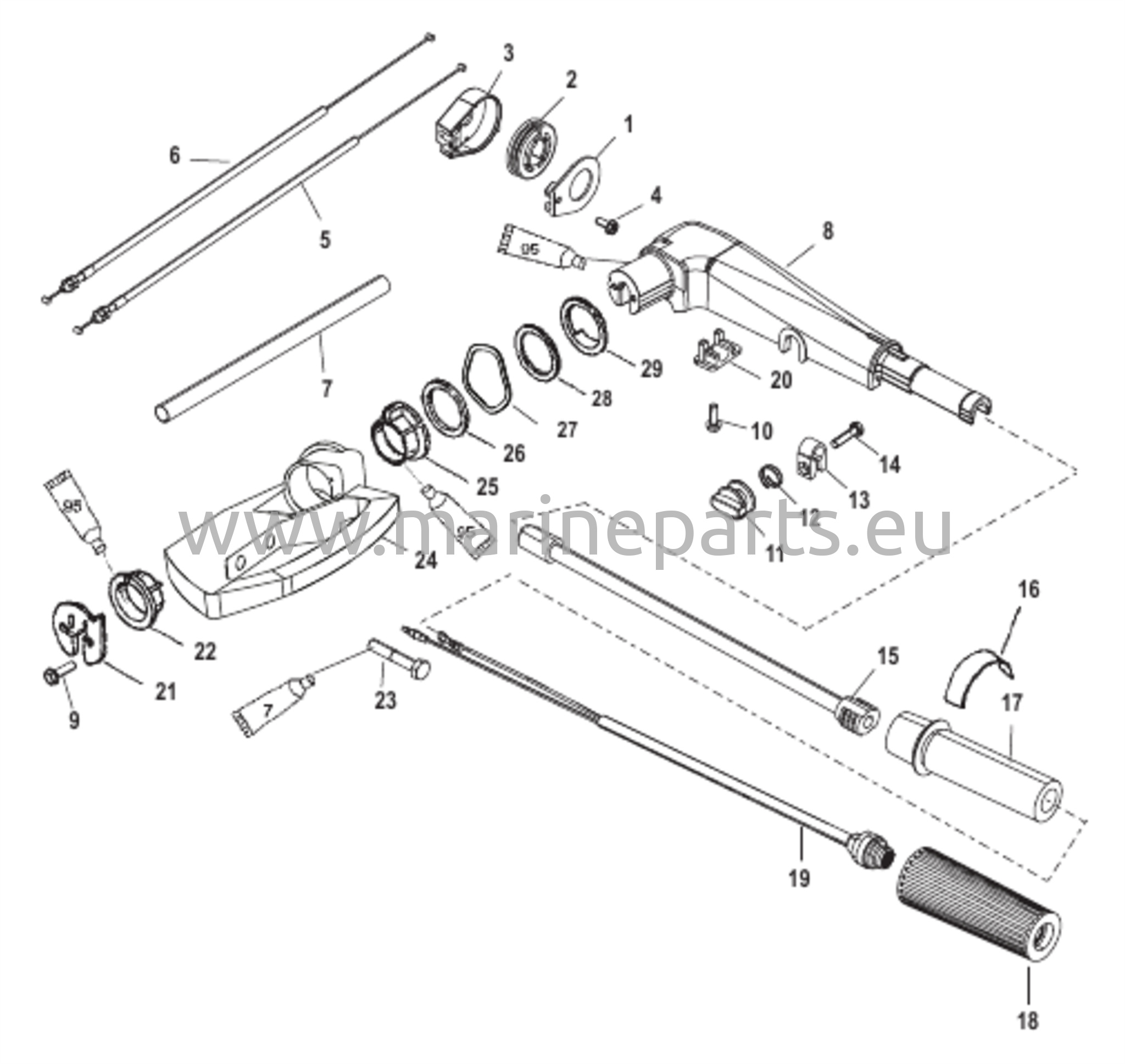 Ohjaussauvan kahvan kokoonpano