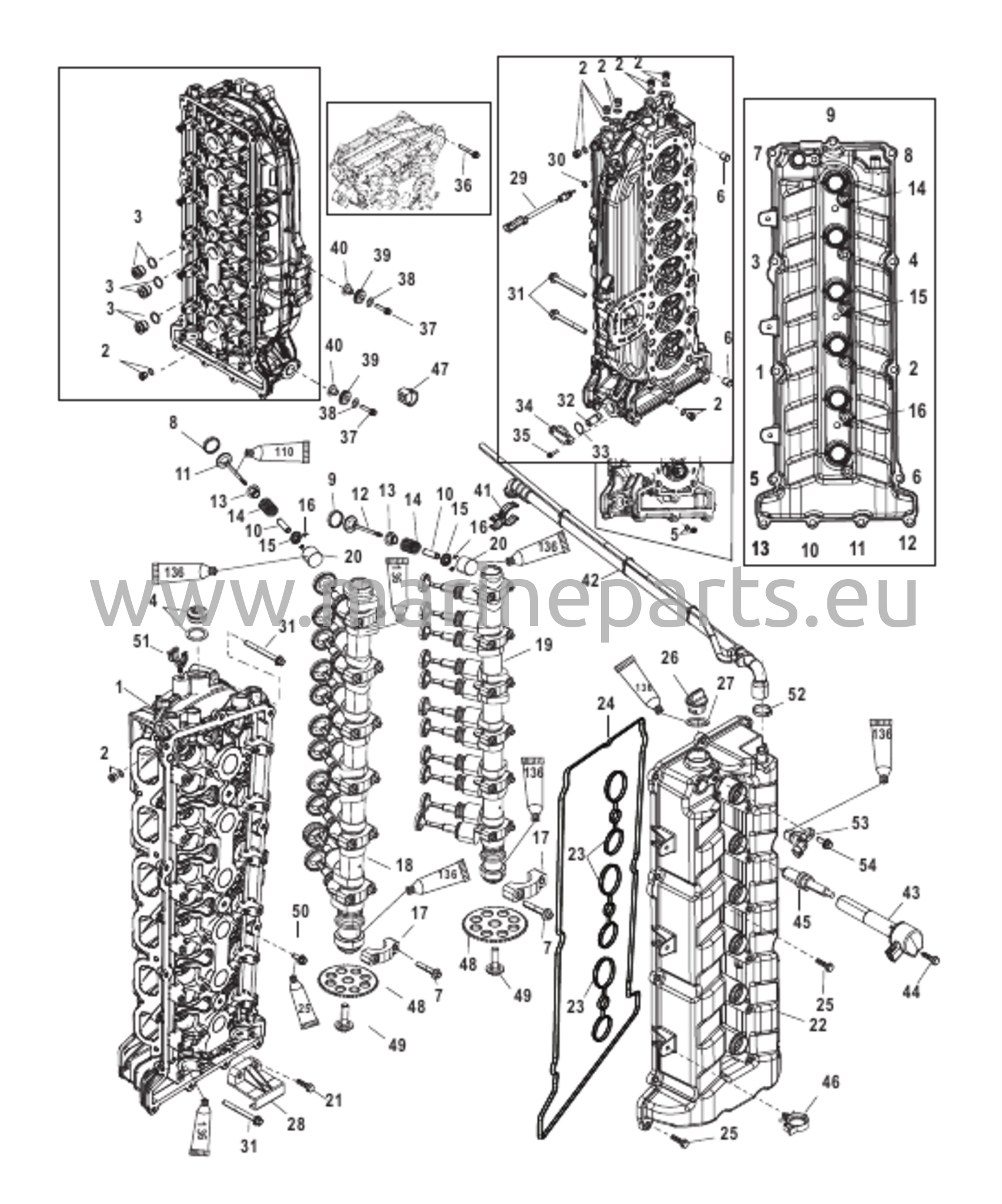 Cylinderhuvud och kamaxel