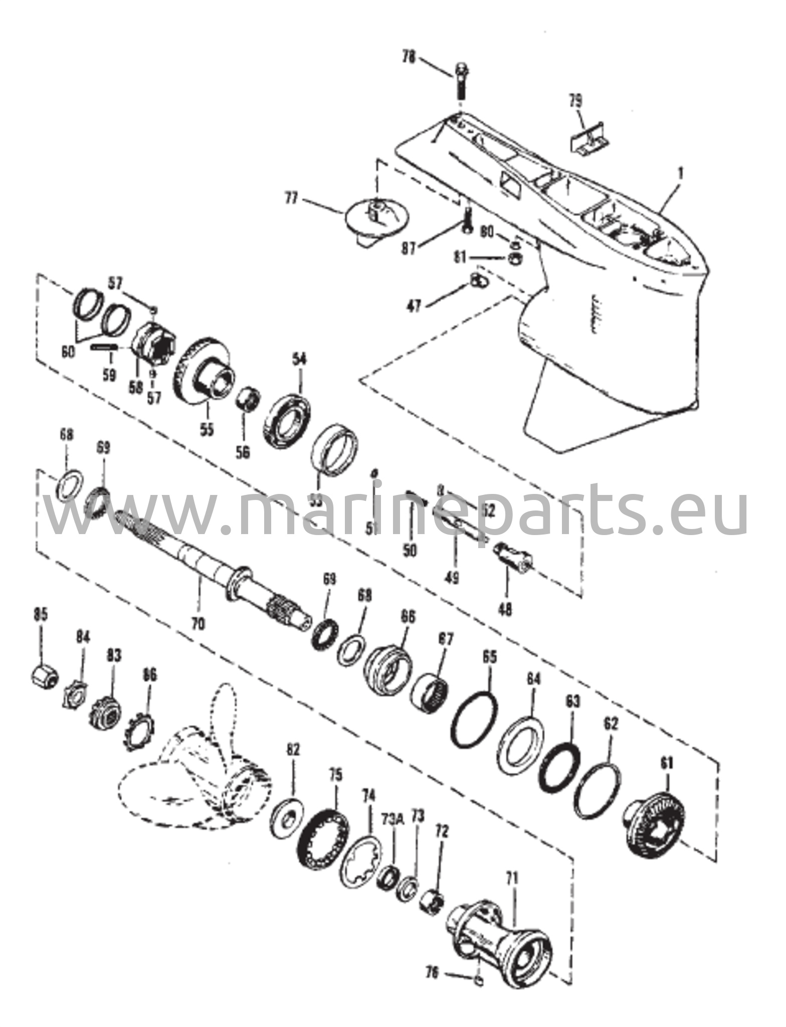 Vaihteiston kotelon voimansiirtoakseli - Vastakierto