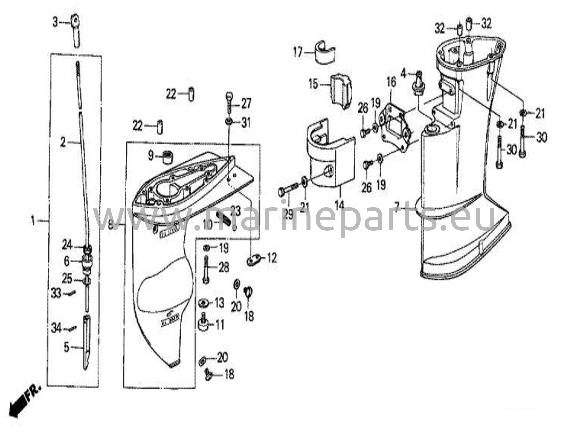 Pikenduskarp, käigukangi võll ja käigukarp