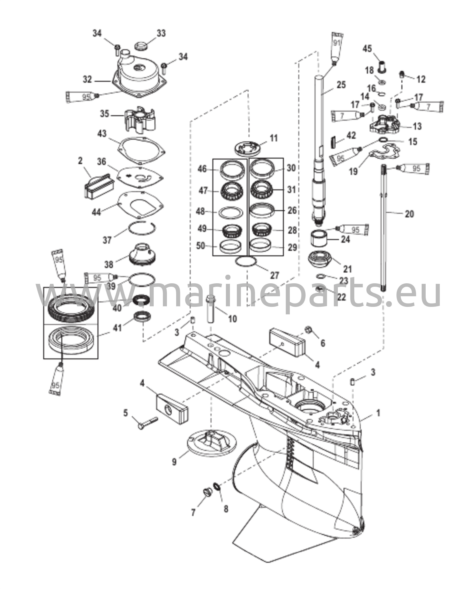 Vaihteiston kotelo voimansiirtoakselille, 4.80 Torpedo