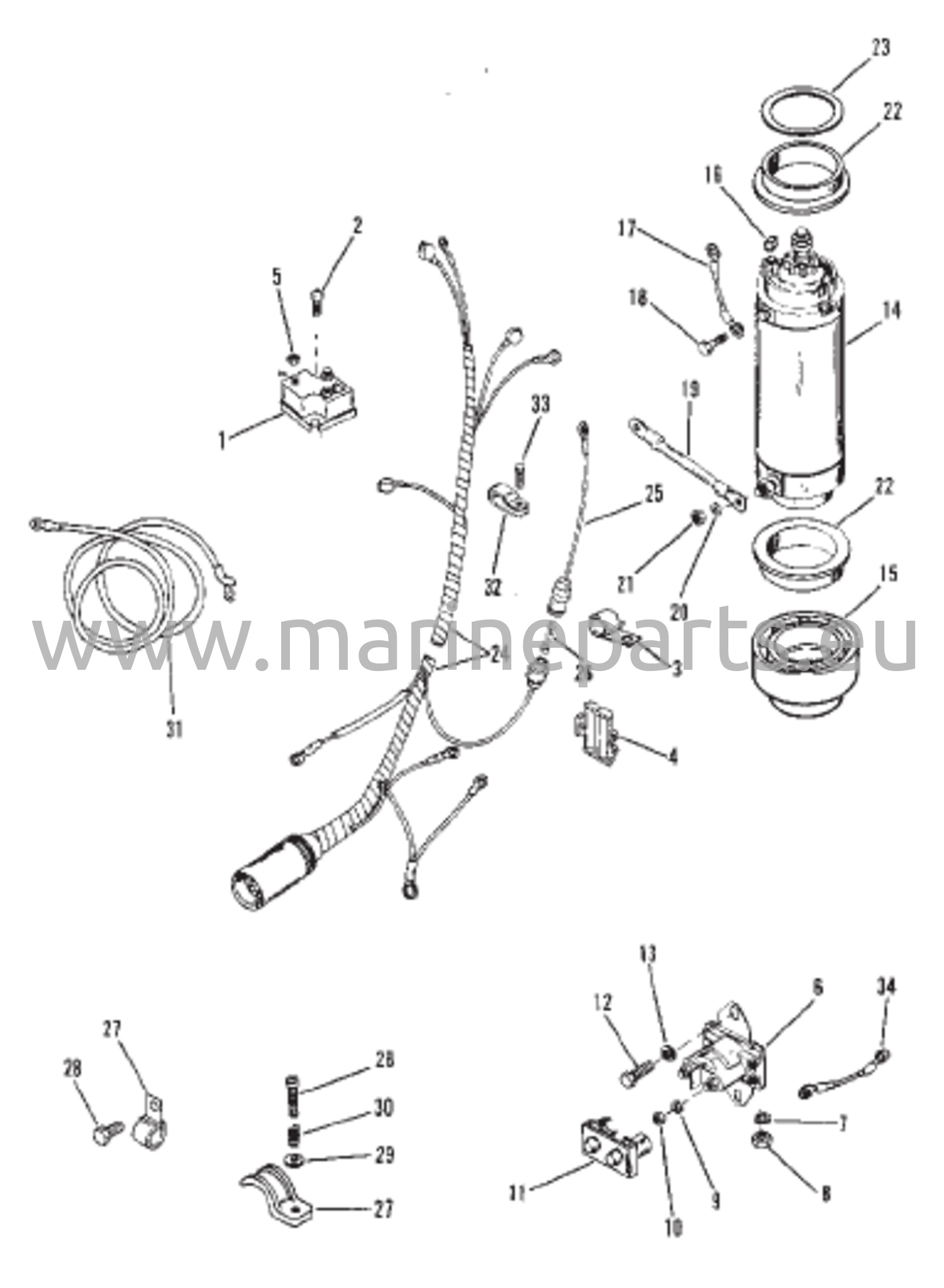 Käynnistinmoottori, solenoidi ja tasasuuntaaja