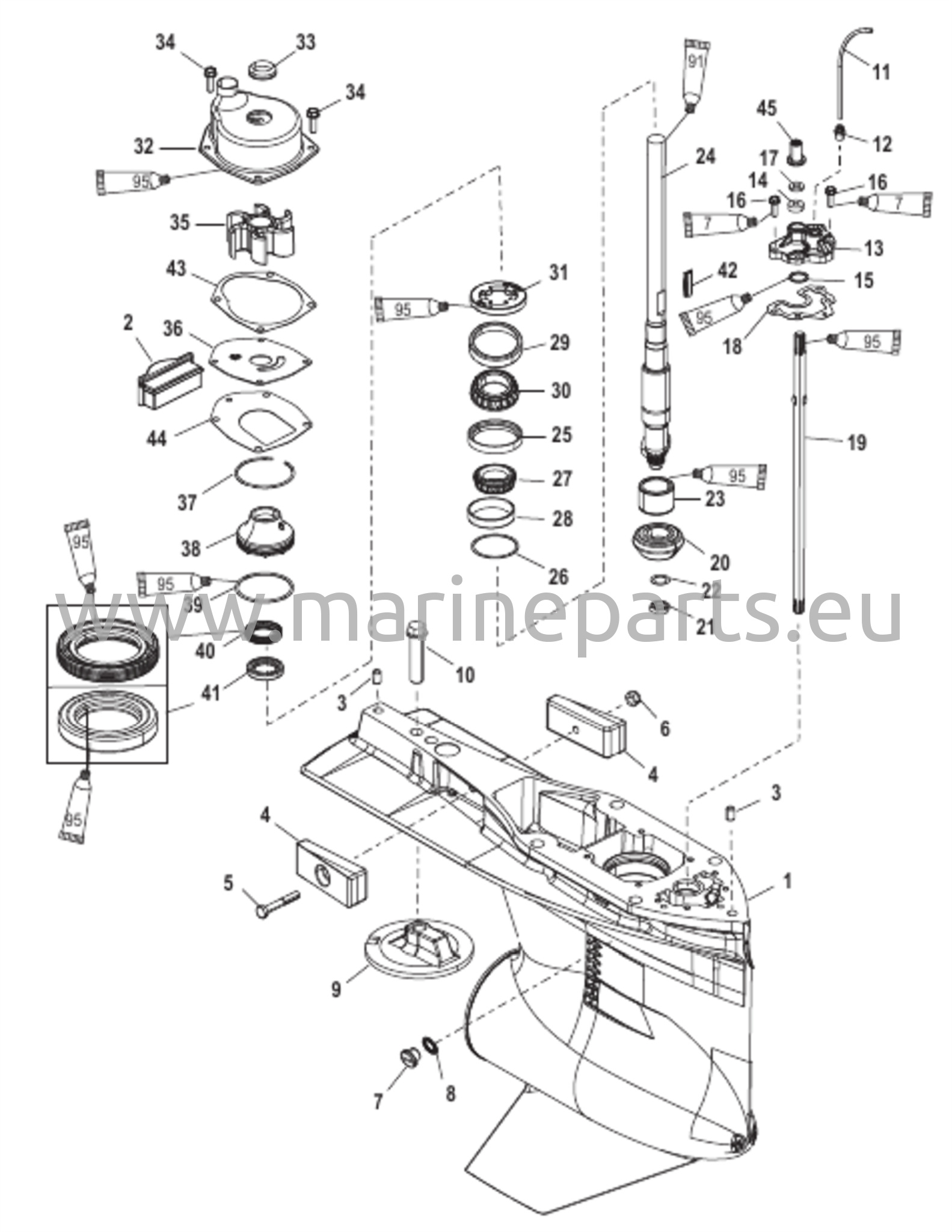 Vaihteiston kotelo (voimansiirtoakseli) (vakio/käänteinen pyörimissuunta)