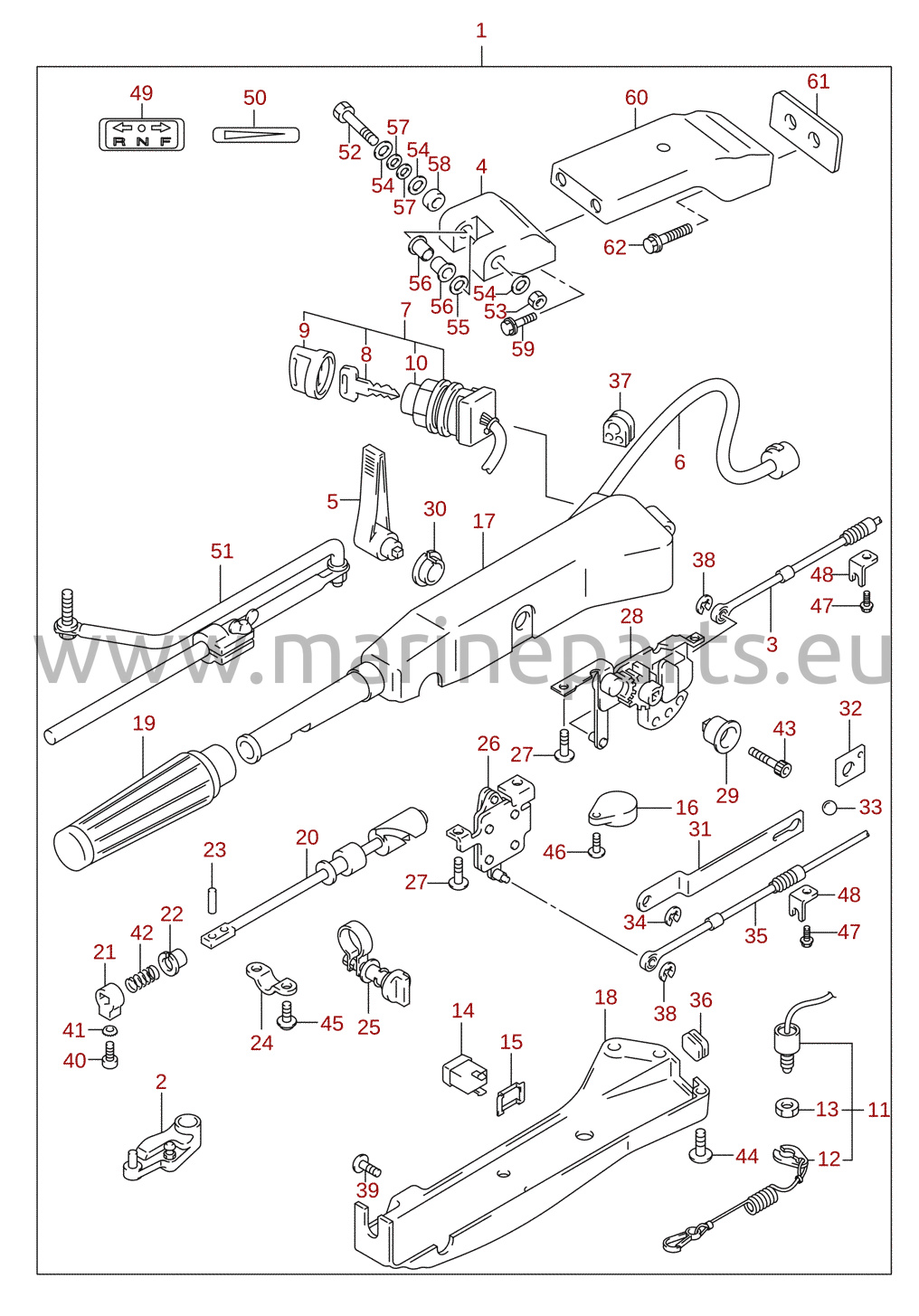 Tiller handle (DF70A, DF80A, DF90A) (optional)