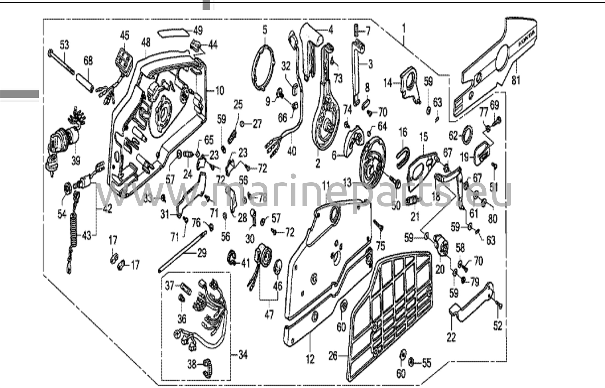 Kaugjuhtimispult (ülemine kinnitustüüp, üheosaline) (parem)