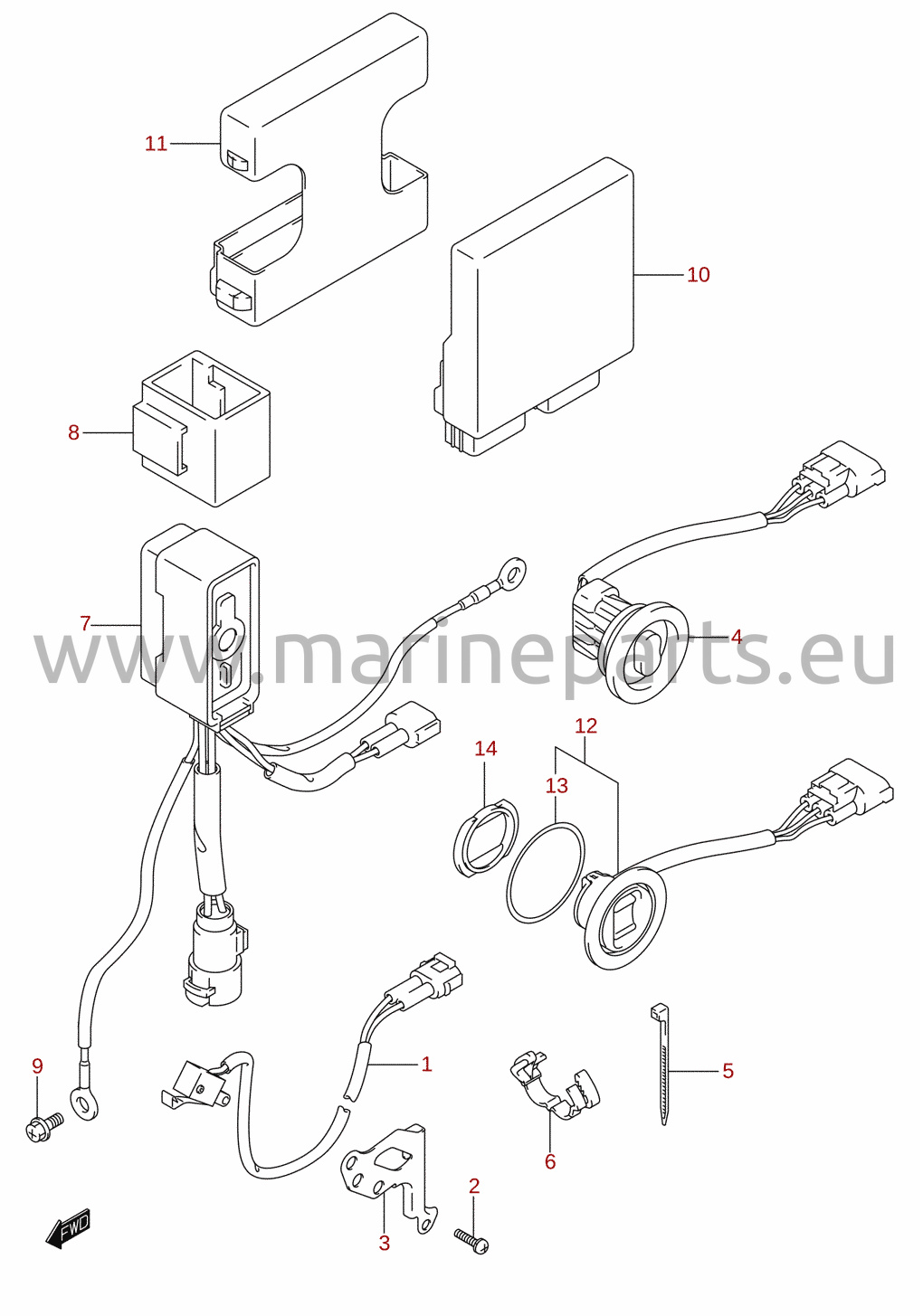 PTT-kontakt / motorstyreenhed (DF50AVT, DF50AVTH)
